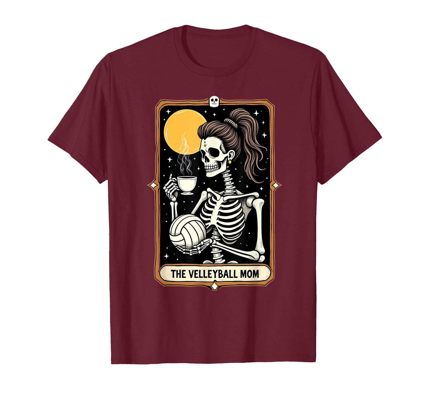 Gothic Tarot Card Skeleton Volleyball Mom Coffee T-Shirt