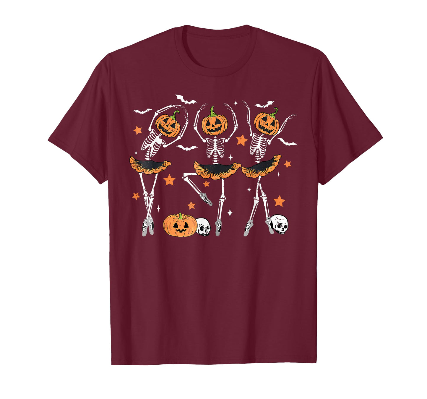 Ballet Pumpkin Skeleton Scary Halloween Men Women Boys Girl T-Shirt