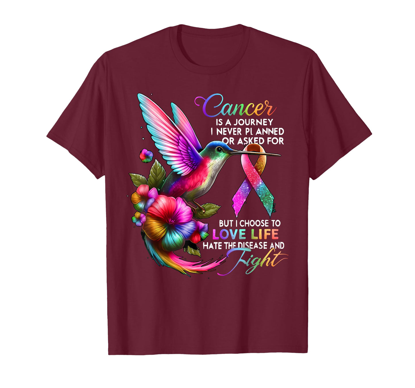 Cancer Is A Journey I Never Planned Or Asked Breast Cancer T-Shirt