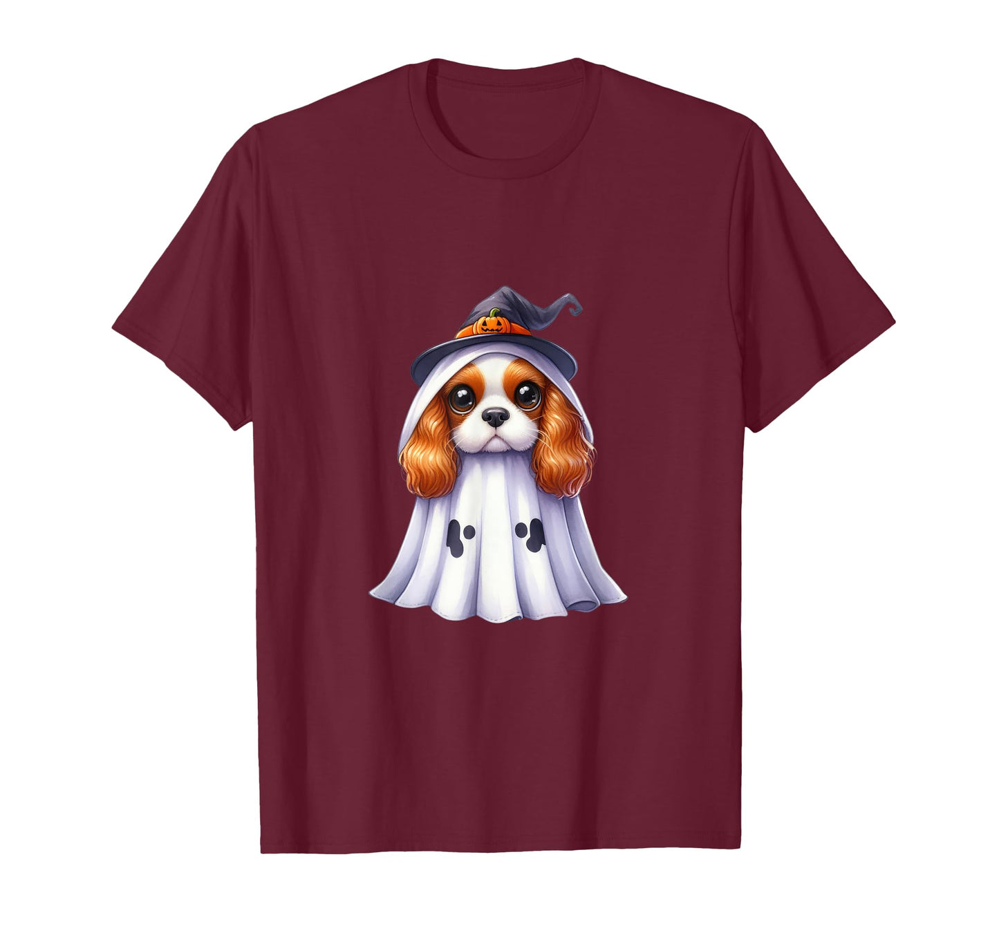 Cute Halloween Cavalier King Charles Spaniel dog as a ghost T-Shirt
