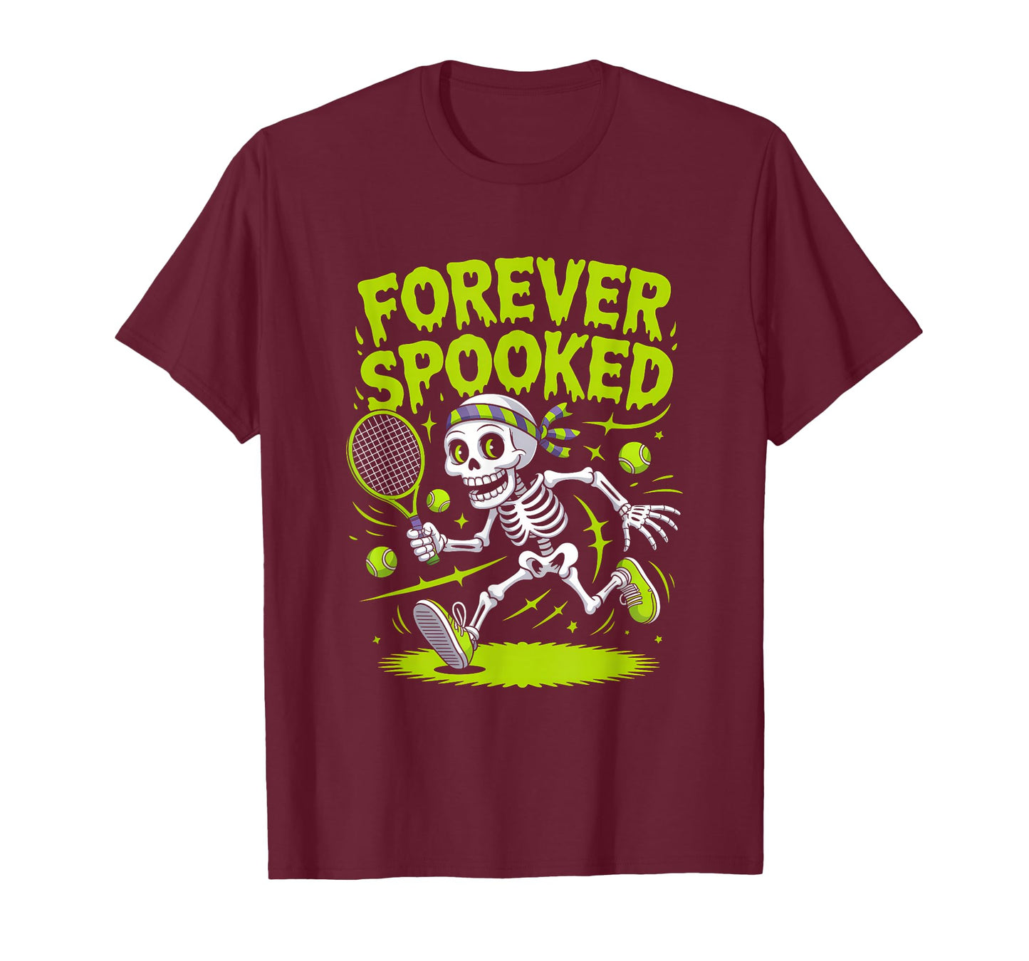 Halloween Skeleton Tennis Forever Spooked Tee T-Shirt