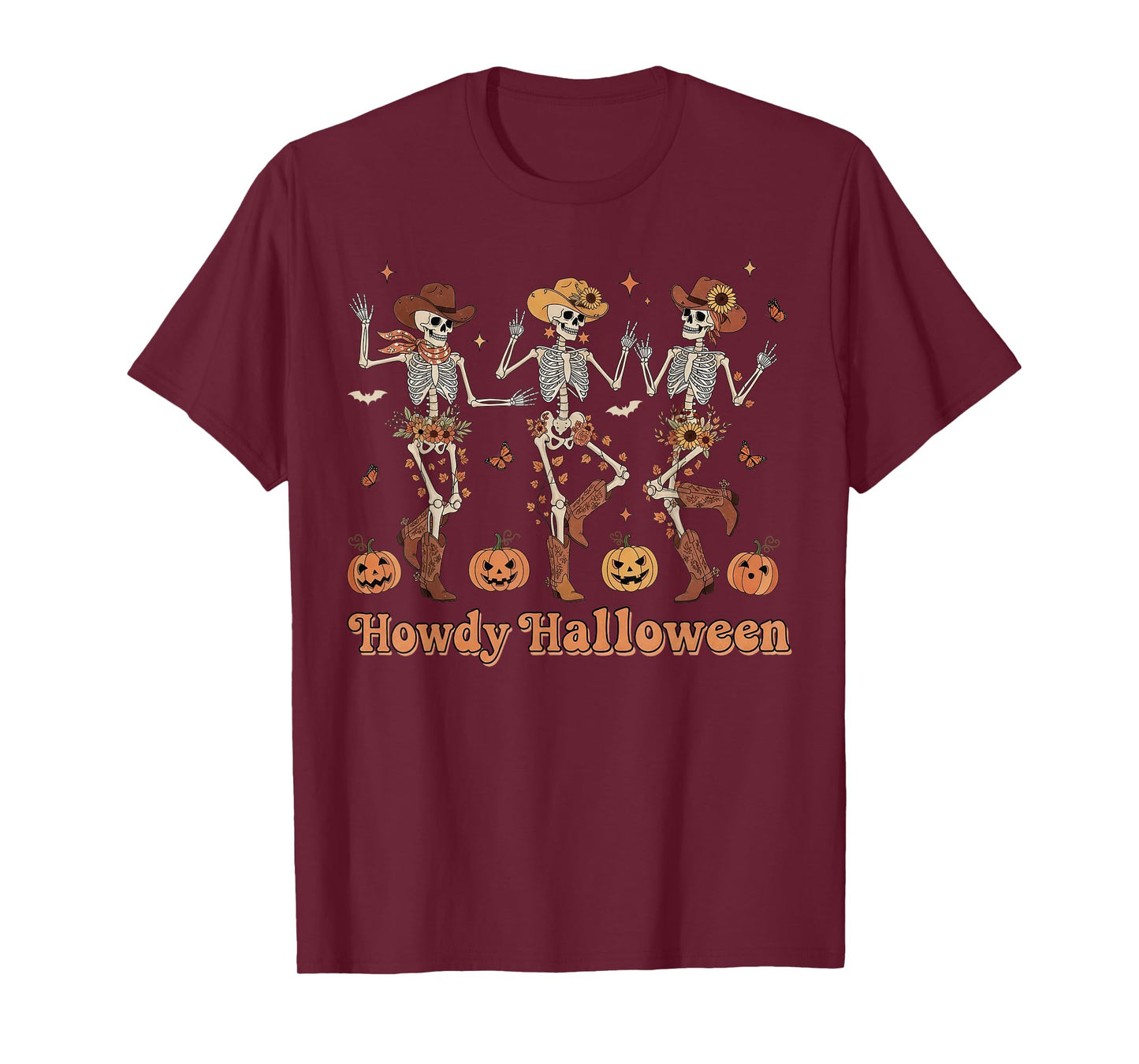 Howdy Halloween Western Cowboy Skeleton Dancing T-Shirt