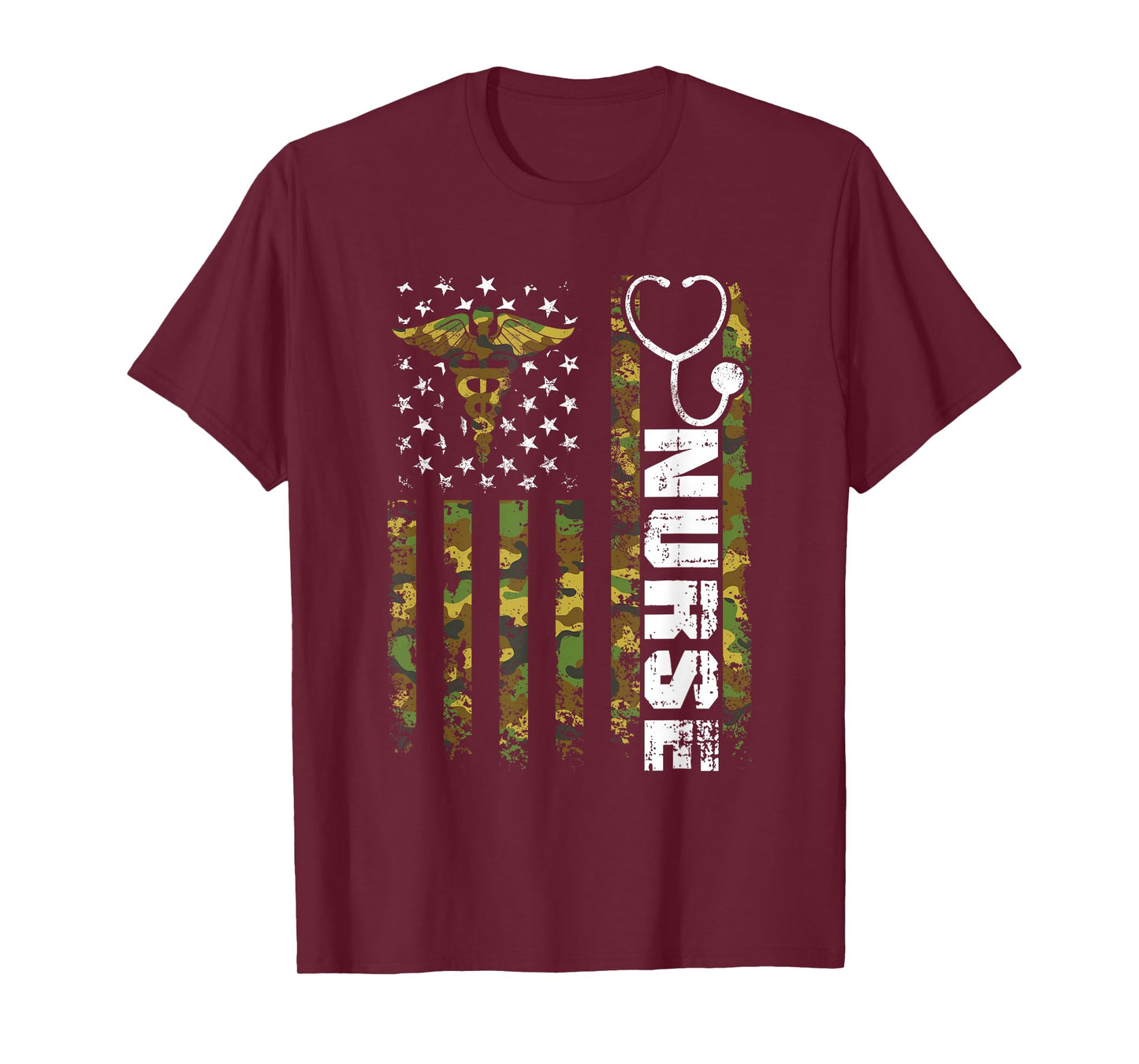 American Flag Camouflage Nurse Patriotic 4th Of July T-Shirt