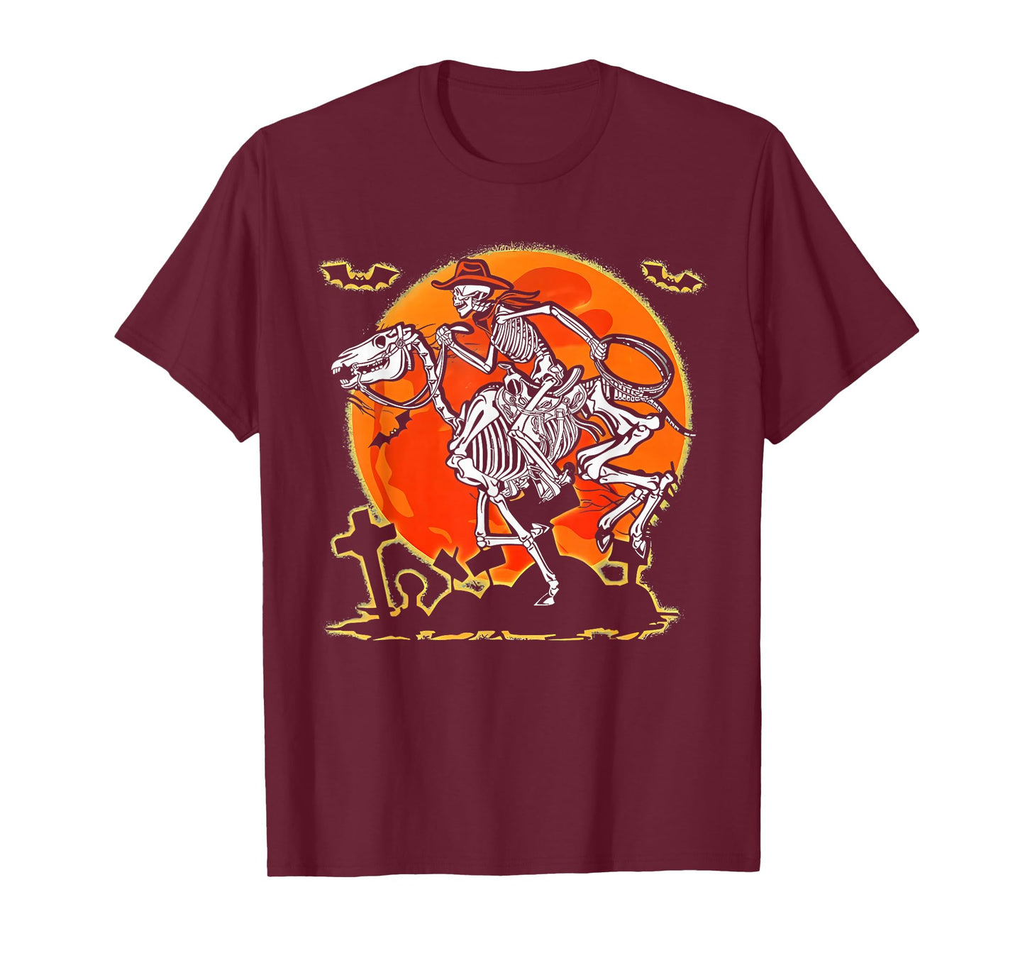 Vintage Western Skeleton Cowboy Rodeo Spooky Halloween Funny T-Shirt