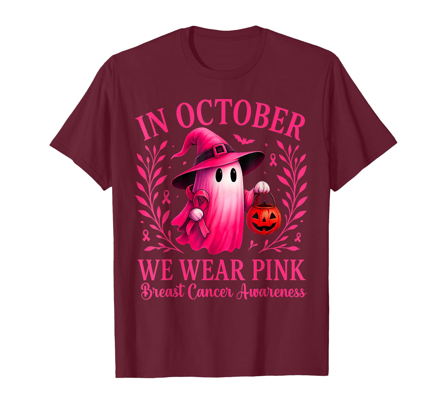 Breast Cancer Women Halloween in October We Wear Pink T-Shirt