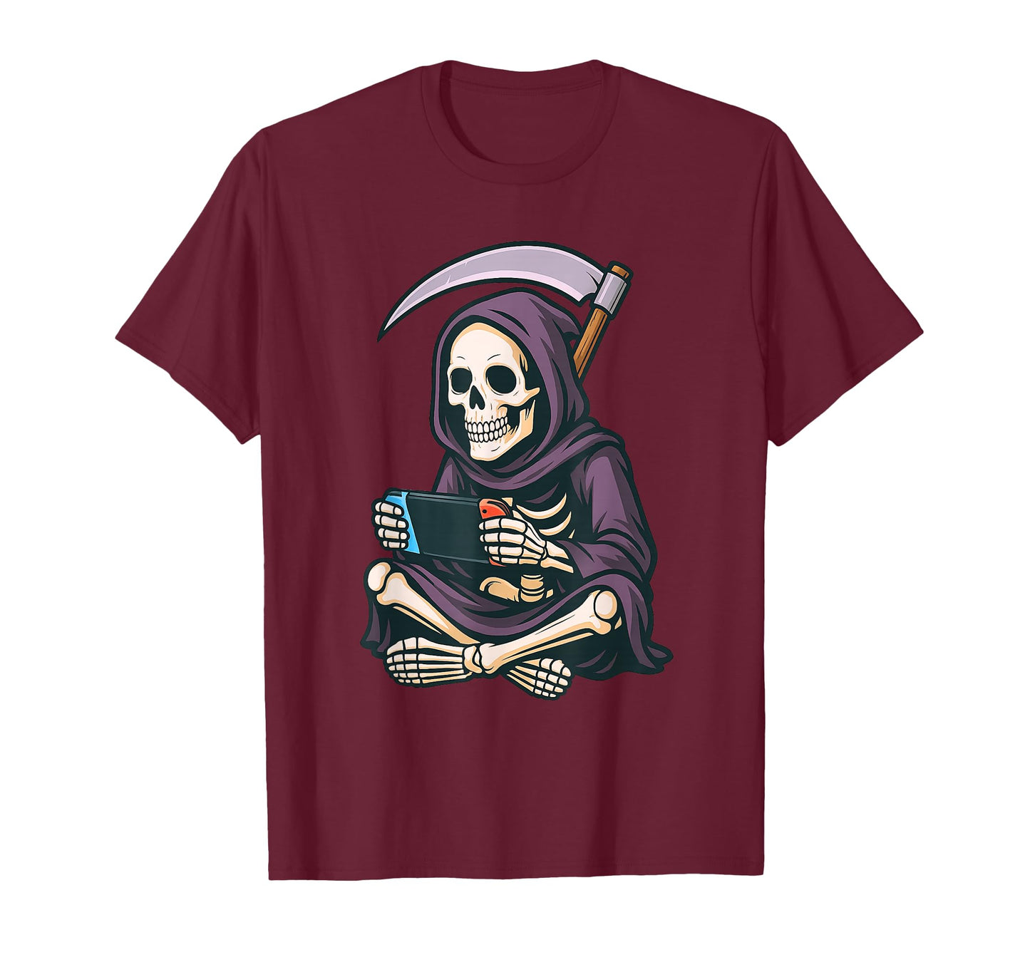 Grim Reaper Gamer Funny Skeleton Halloween Gaming Kids T-Shirt