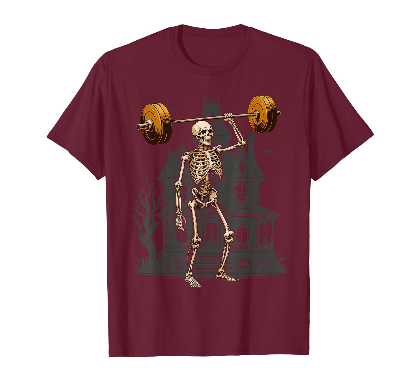 Skeleton Lifting Halloween Costume Fitness Gym Workout T-Shirt