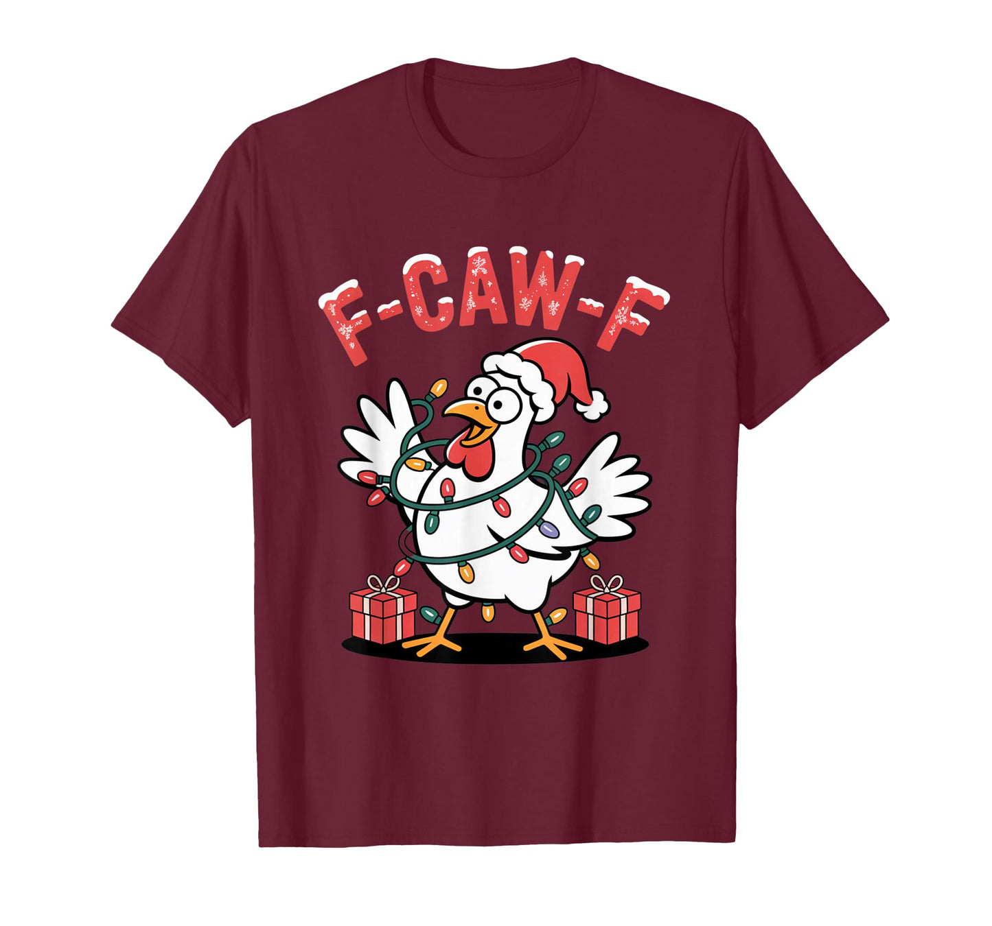 F-Caw-F FCAWF Funny Chicken Christmas Holiday Lights T-Shirt