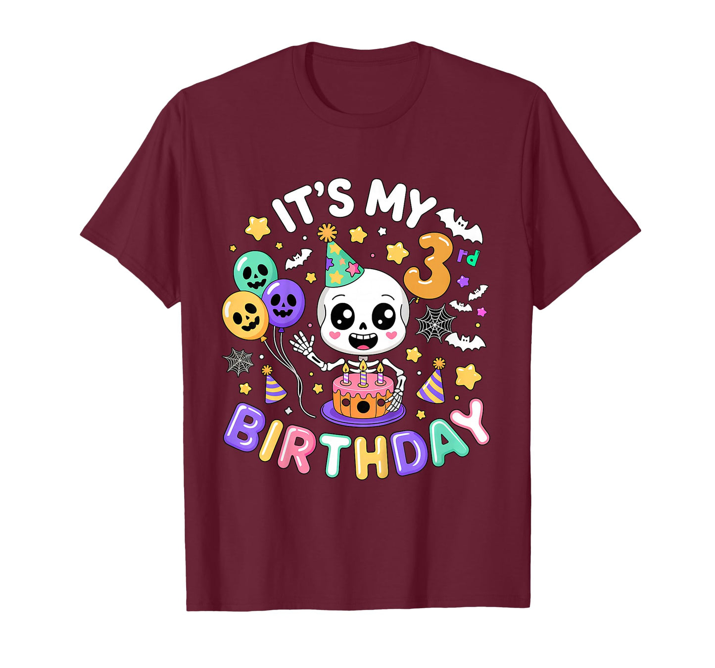Its My 3rd Birthday Skeleton Halloween Toddler Boy Girl T-Shirt