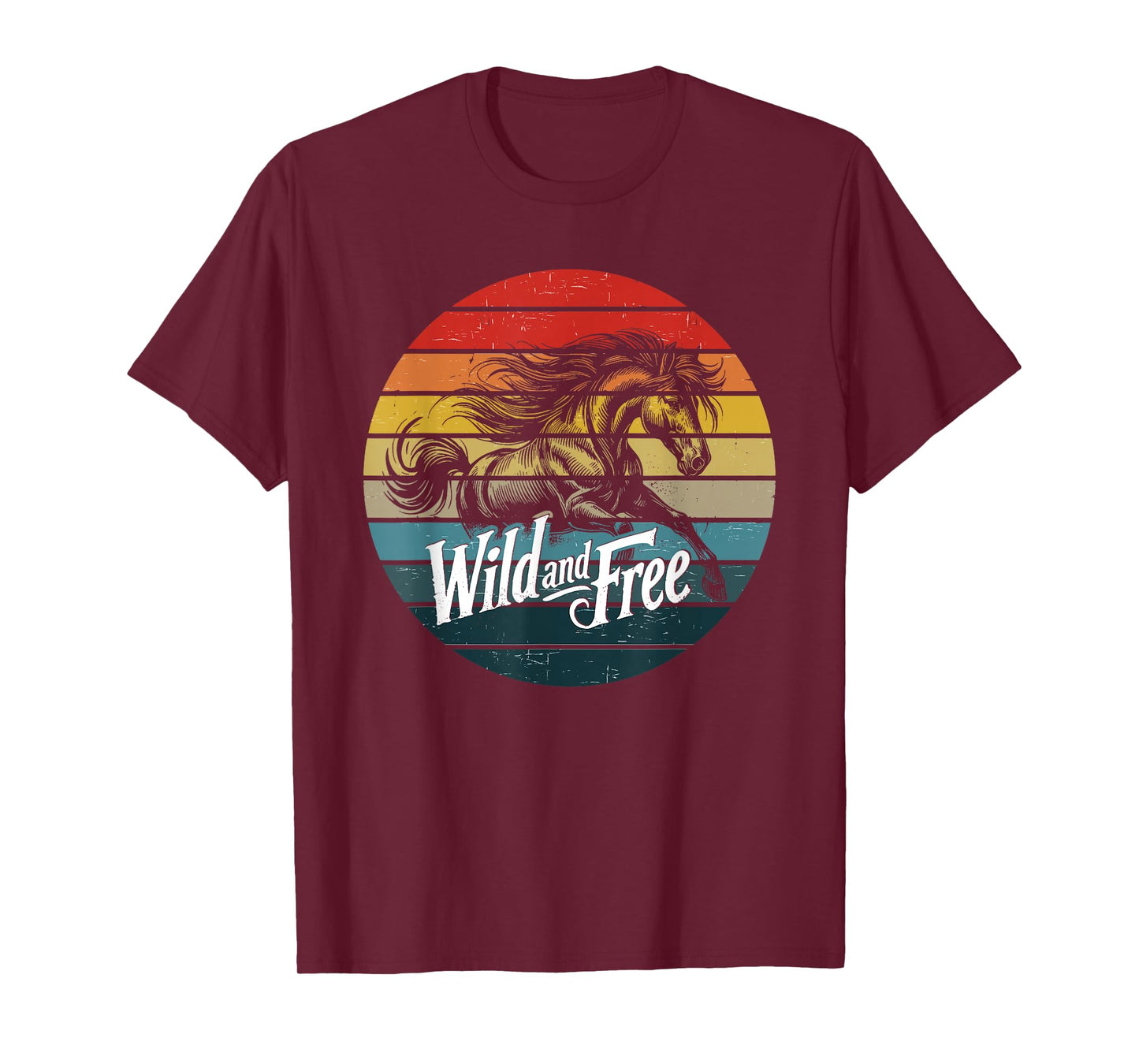 Wild and Free Retro Horse Vintage Graphic for Nature Lovers T-Shirt