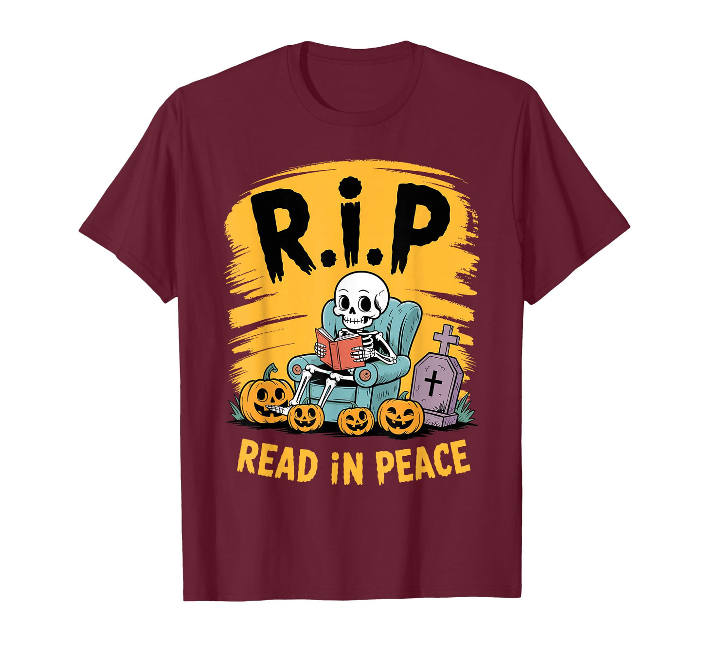 Let Me Read in Peace Skeleton Graveyard Halloween T-Shirt