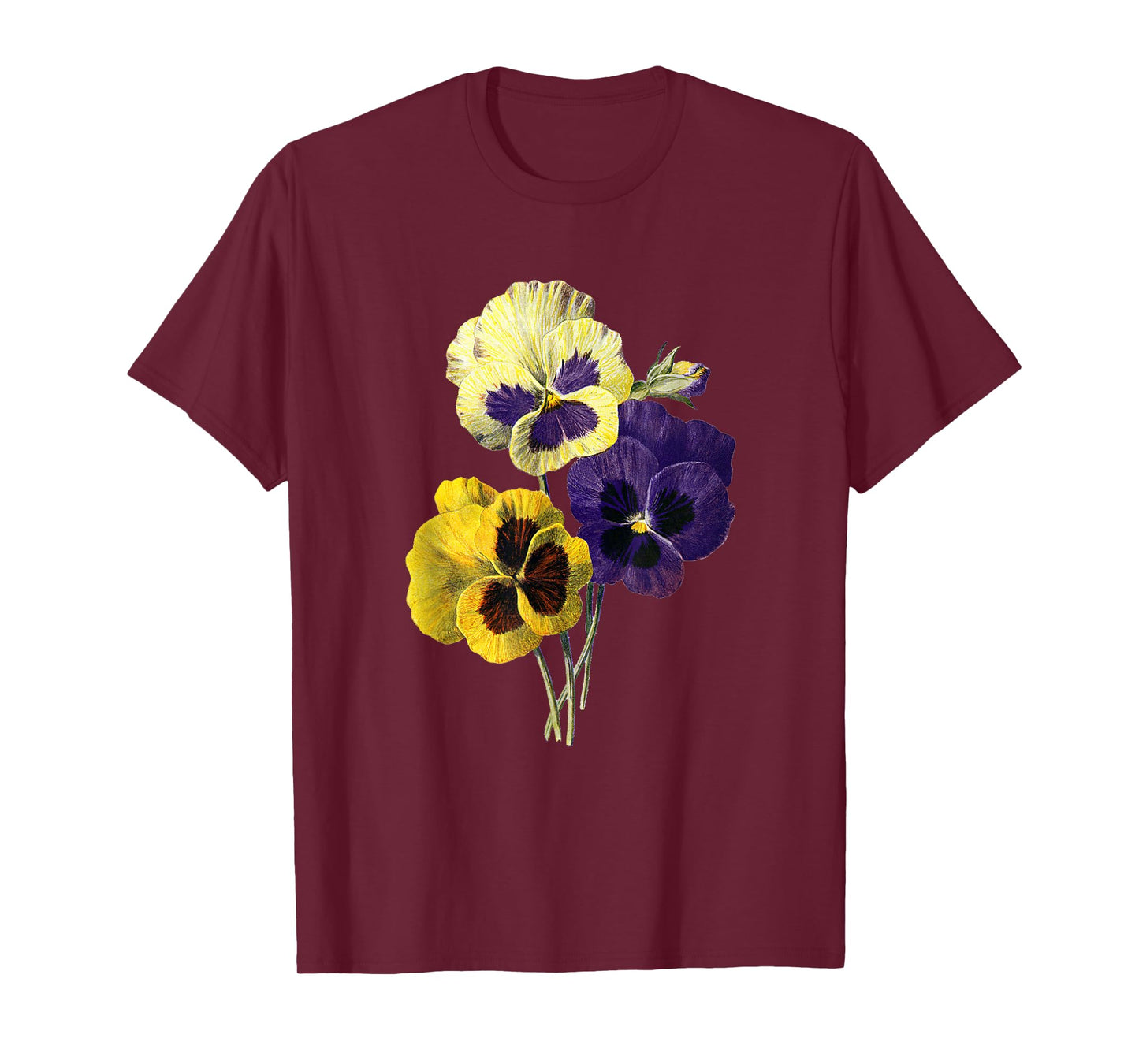 Vintage Pansies Flowers Gardening Gardener Pansy Lover Gift T-Shirt