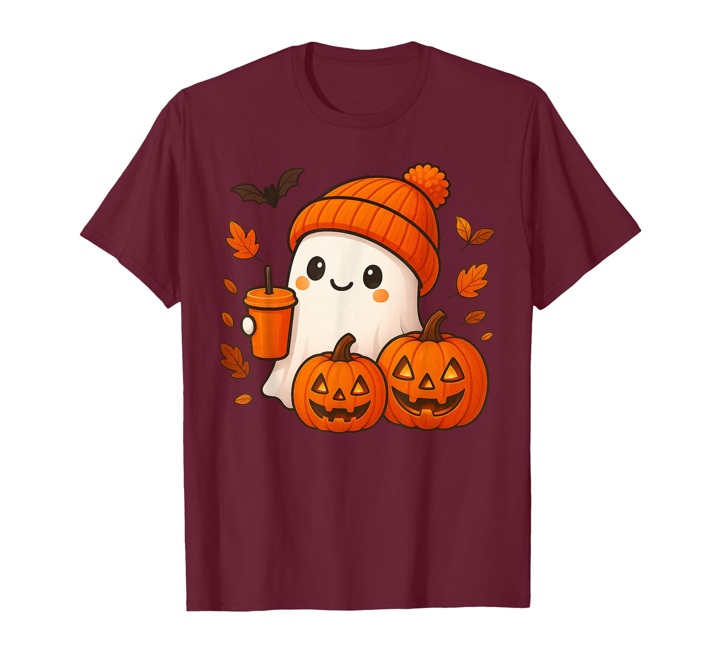 Halloween Ghost Drinking Pumpkin Costume for Men Women Girls T-Shirt