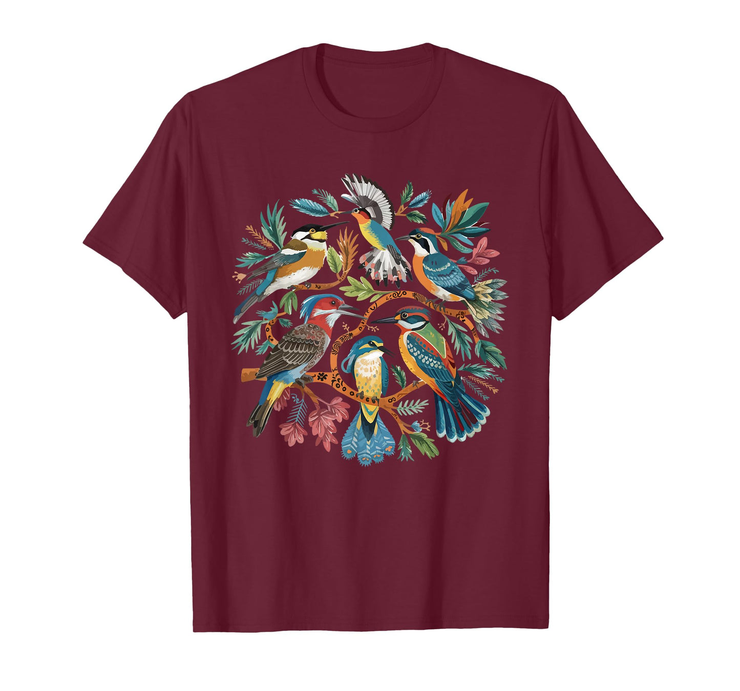 Enchanted Forest Bird Gathering Artistic Bird Watching T-Shirt