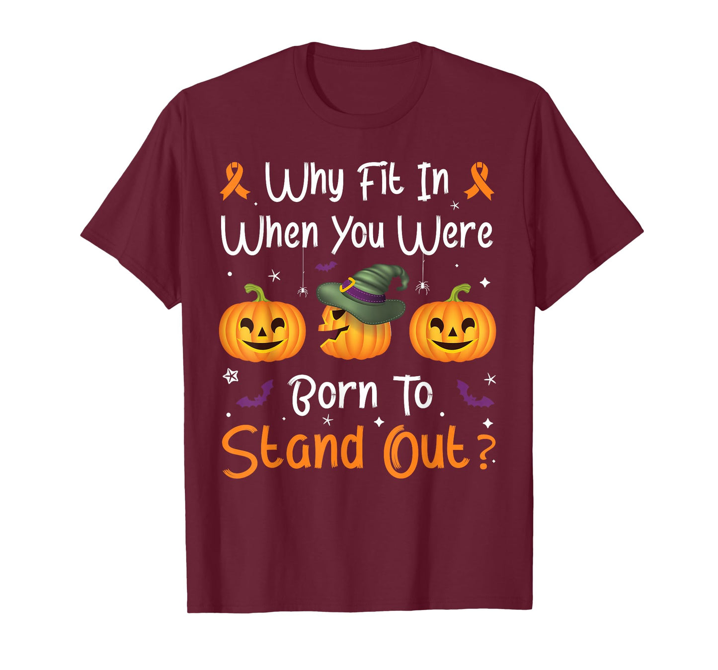 Spooky Halloween Pumpkins Faces Funny Embrace ADHD Awareness T-Shirt