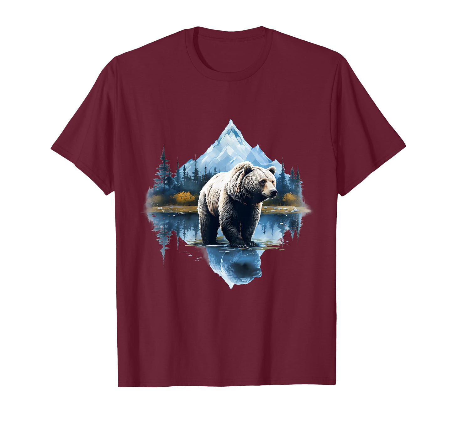 Bear Forest Animal Lovers Motif Landscape Artwork Wildlife T-Shirt