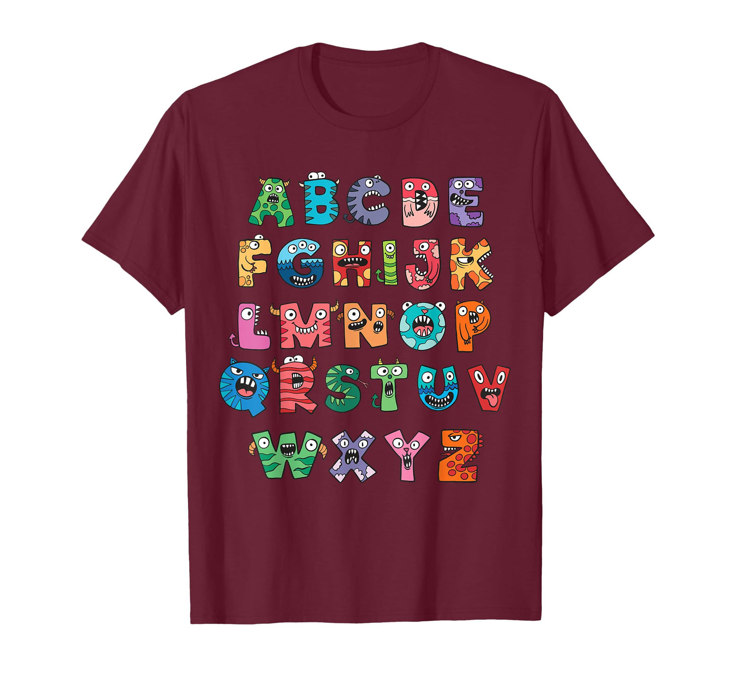 ABC Cute Monster Alphabet Halloween Teacher Costume Kids T-Shirt