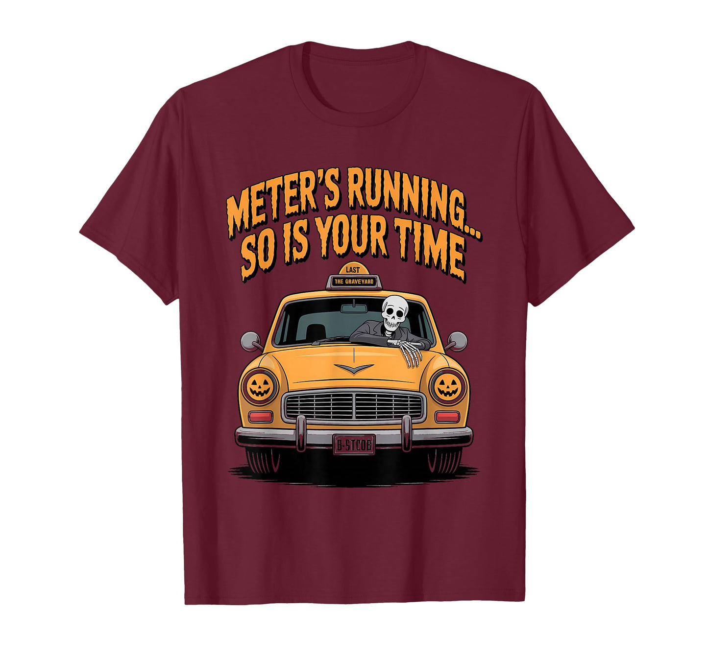 Skeleton Taxi Driver Halloween Funny Spooky Cab T-Shirt