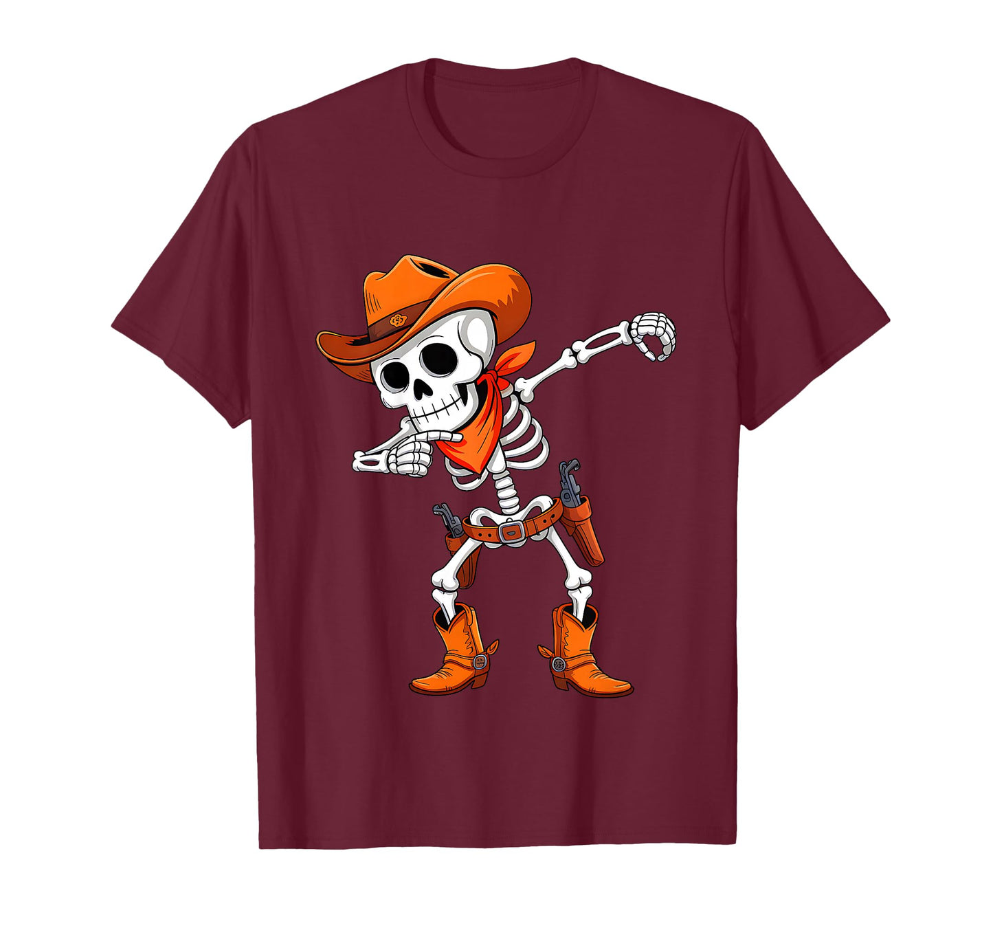Kids Dabbing Skeleton Cowboy Funny Halloween Costume Boys Kids T-Shirt