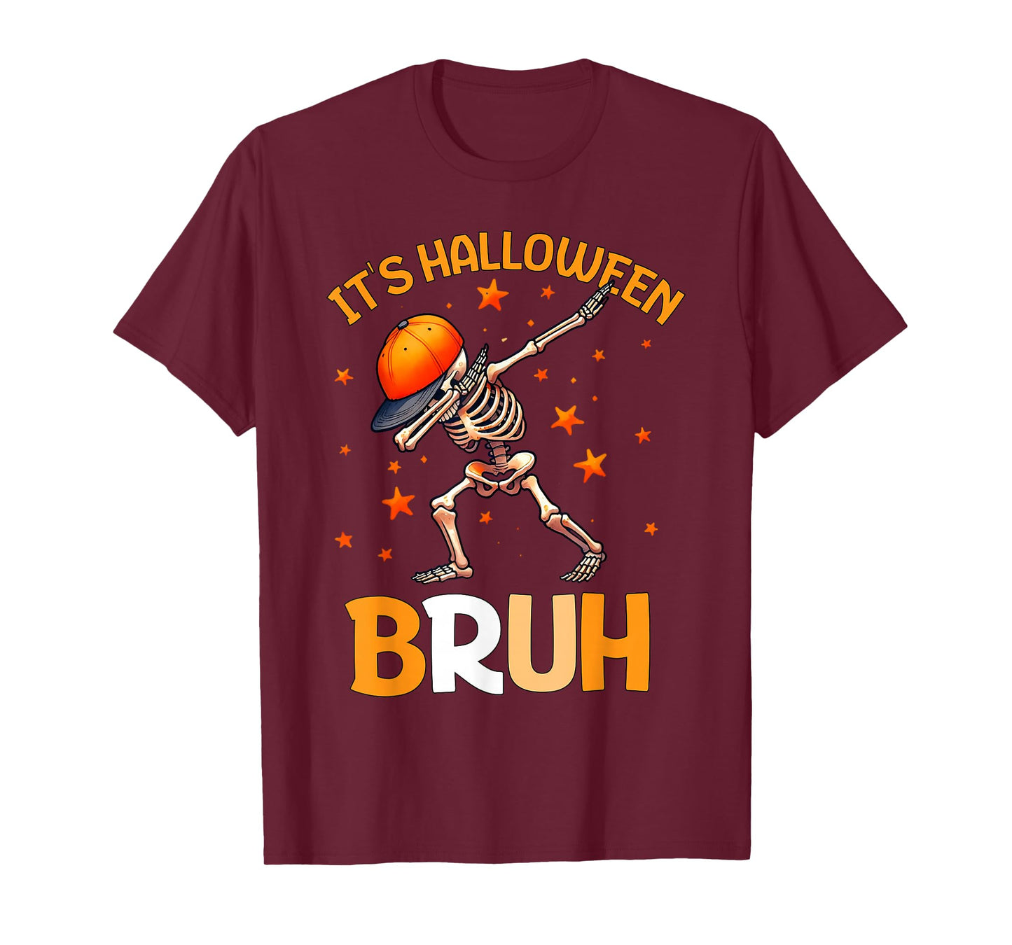 Bruh Halloween Boys Kids Halloween Skeleton T-Shirt
