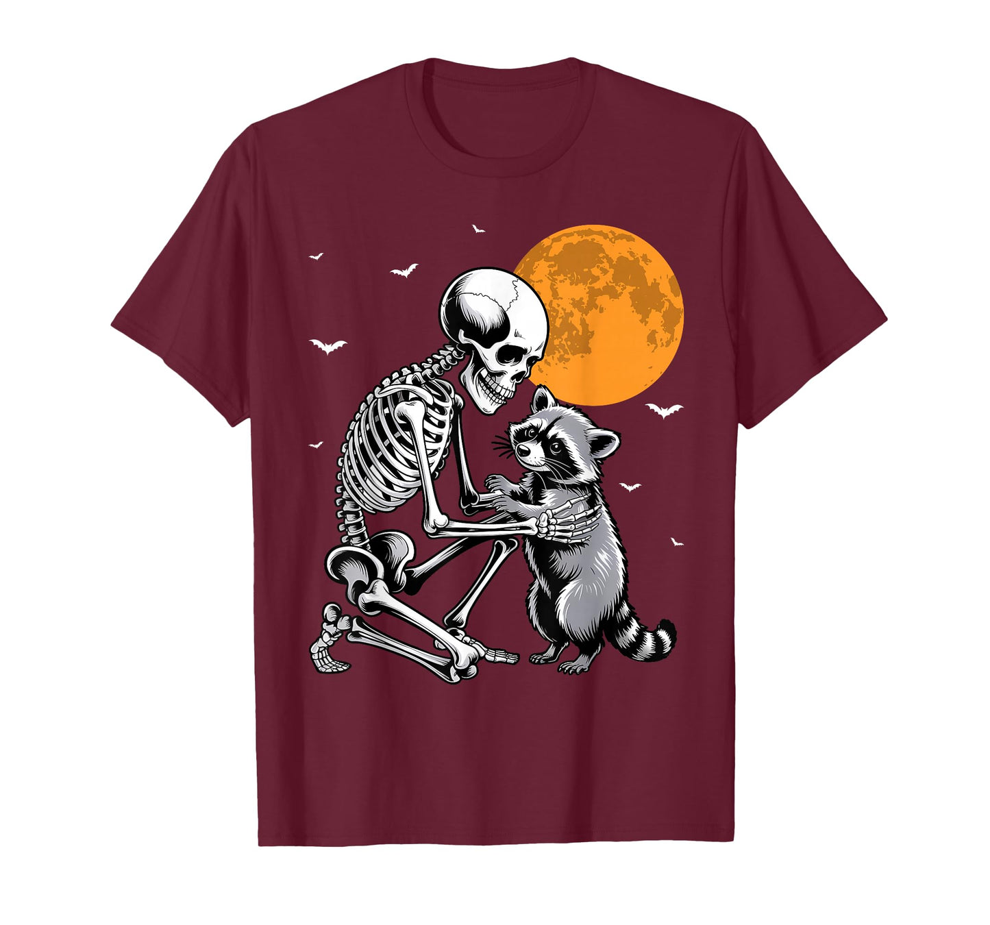 Raccoon Skull Cute Skeleton Halloween Men Women Kids T-Shirt
