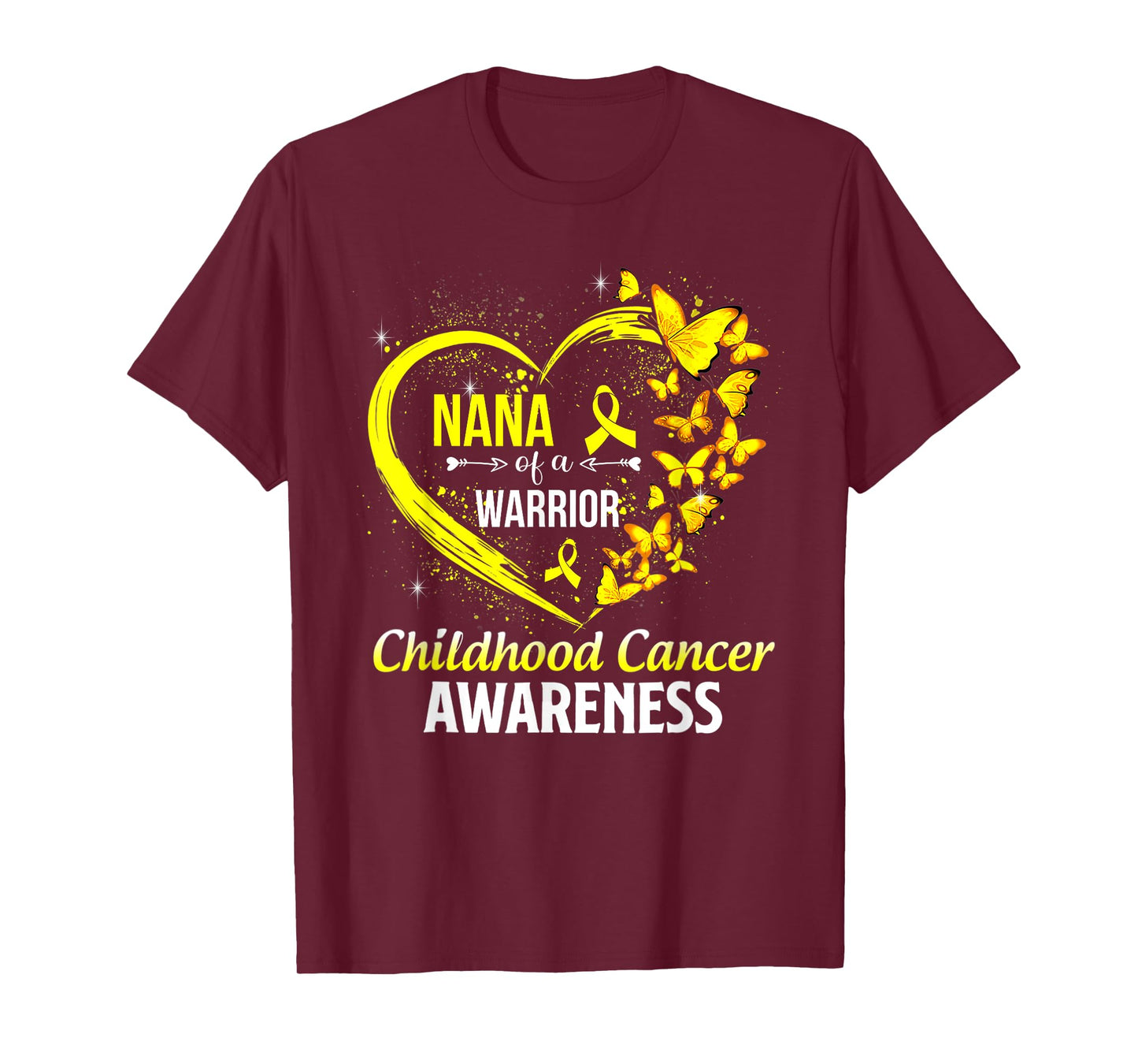 Butterfly Nana Of A Warrior Childhood Cancer Awareness T-Shirt