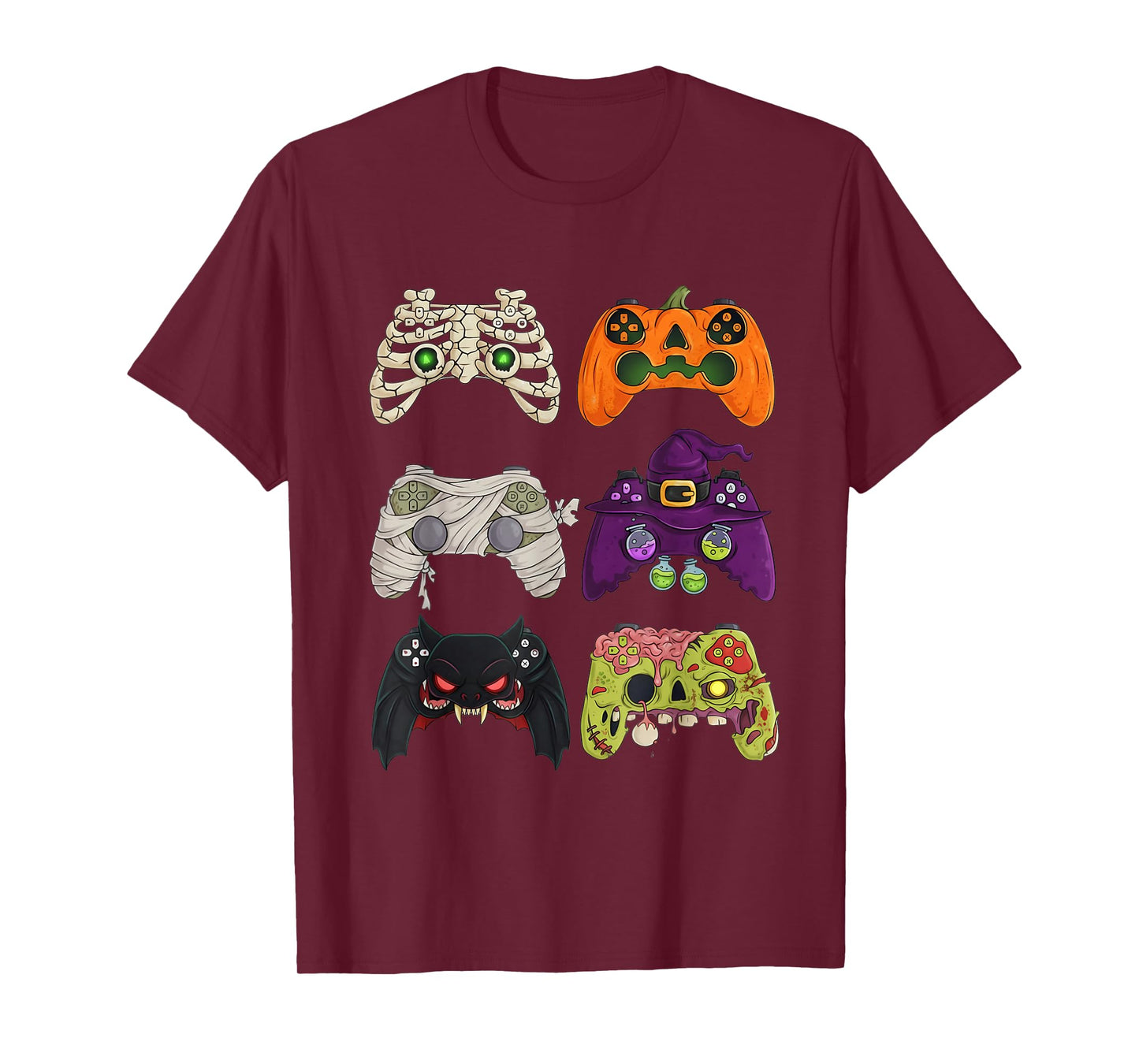 Halloween Zombie Skeleton Gaming Controllers Mummy Boys Kids T-Shirt