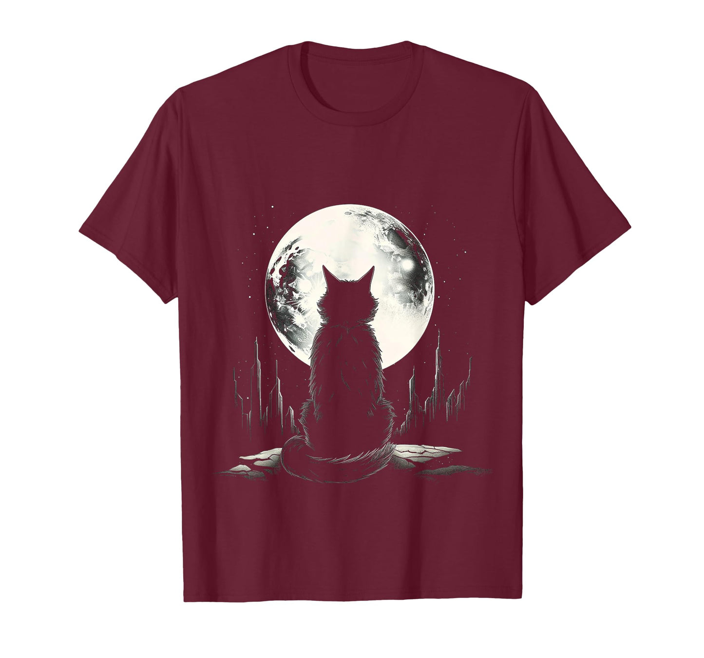 Cat Nature Moon Animal Illustration Art Graphic Motif Cat T-Shirt