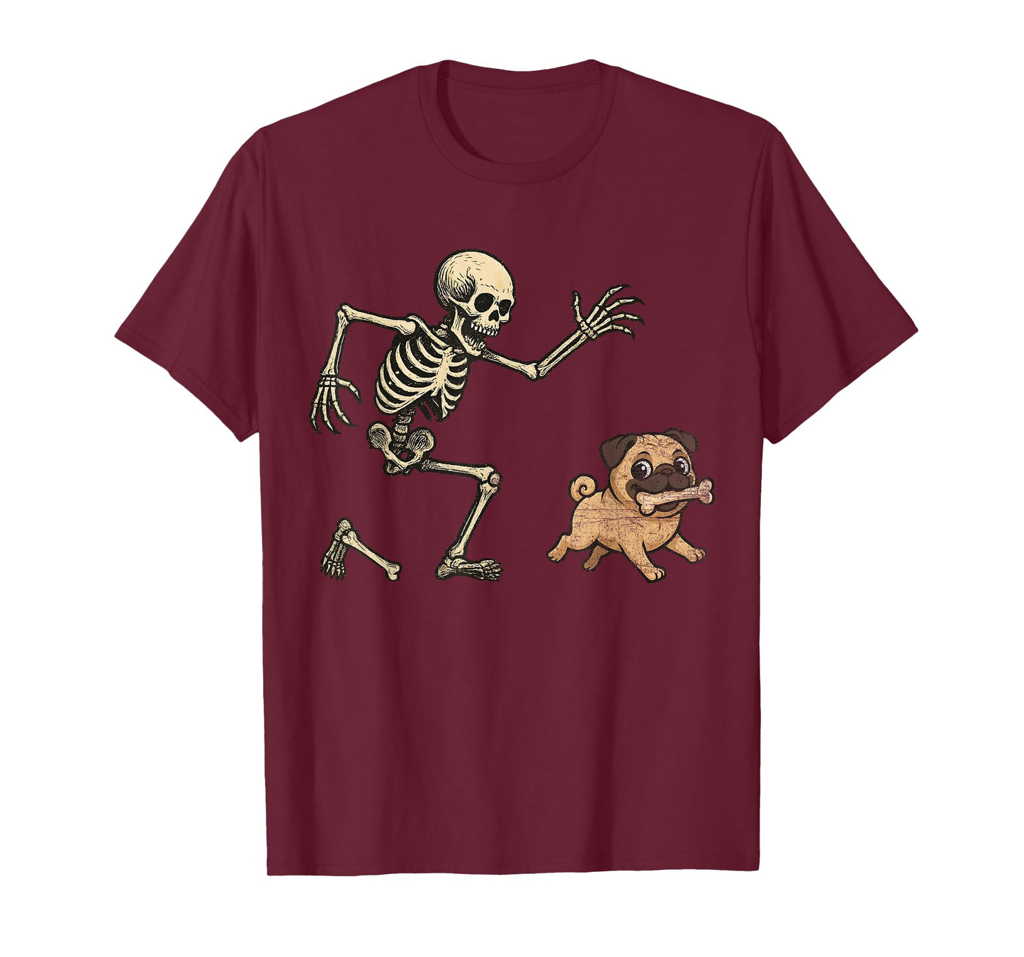 Funny Skeleton Chasing Frenchie Halloween Dog Mom Pet Lover T-Shirt