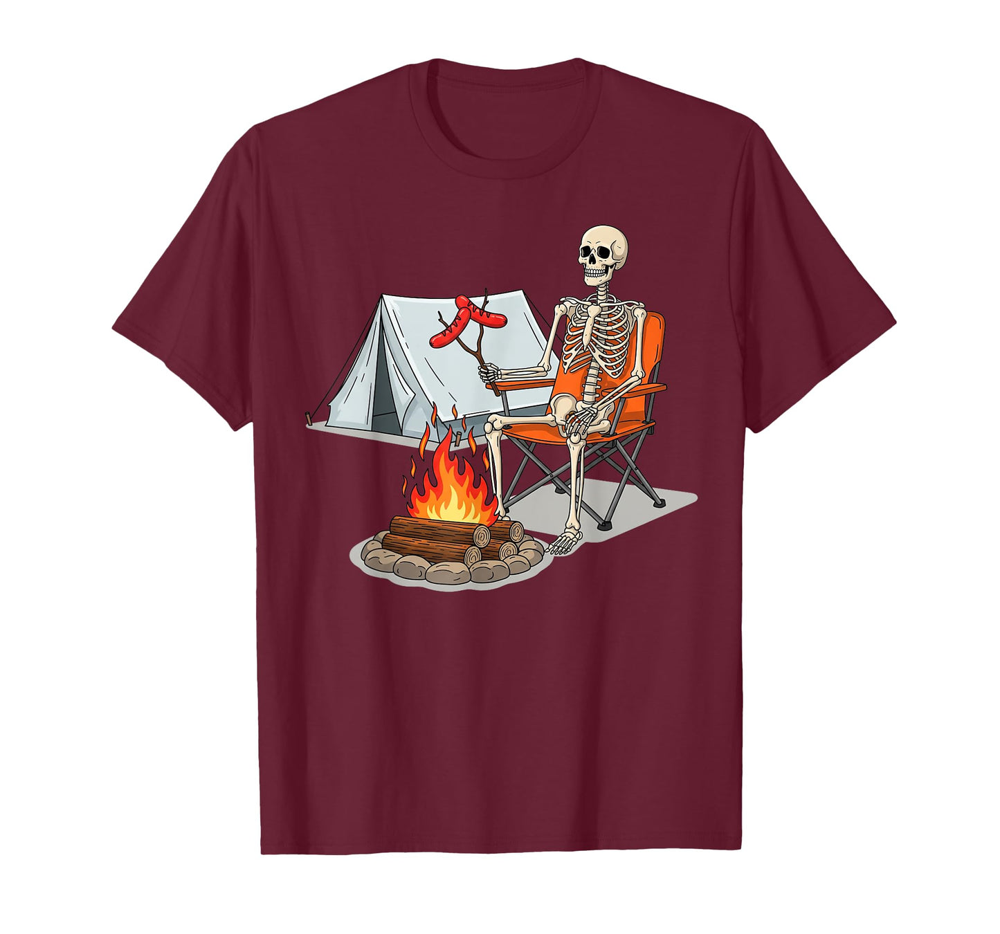 Skeleton Camping Halloween Campfire Gifts for Men Women Kid T-Shirt