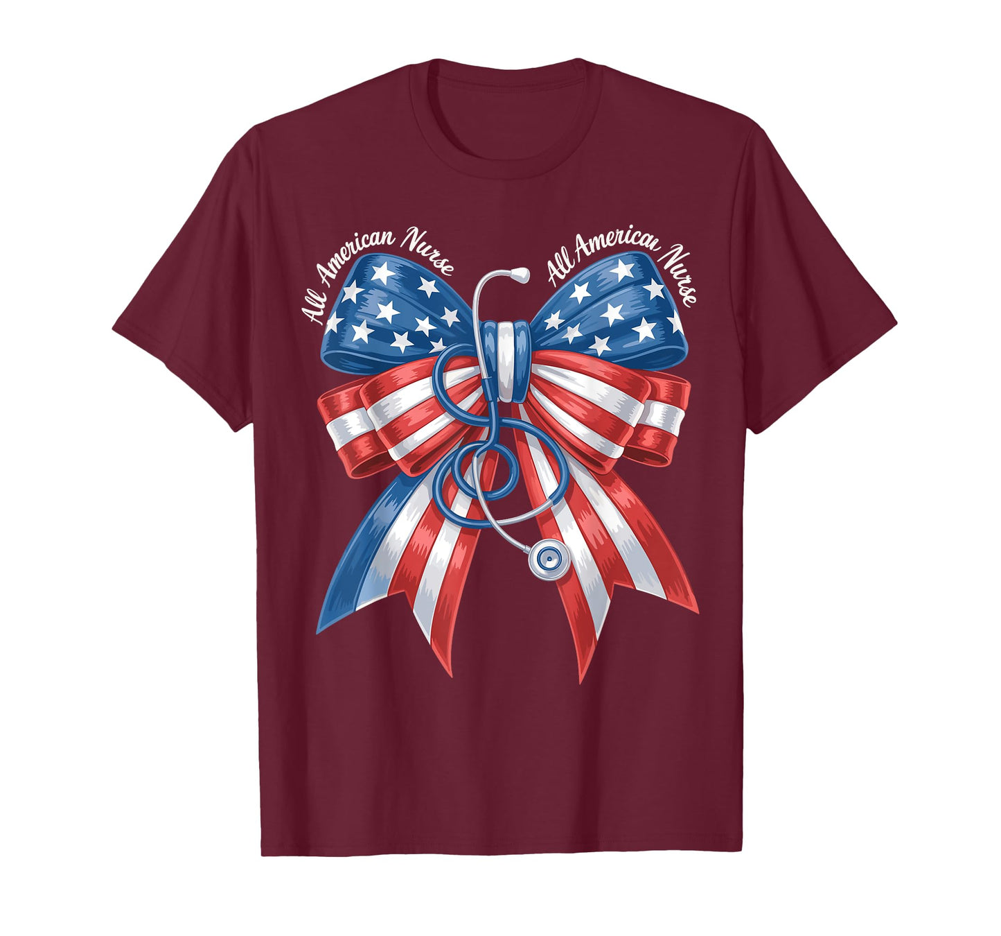 All American Nurse Coquette Bow Stethoscope RN 4th Of July T-Shirt