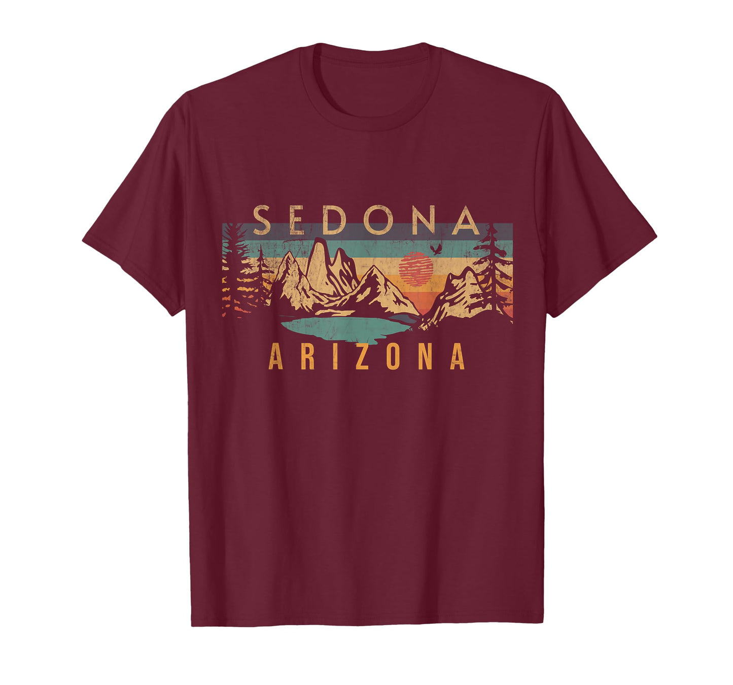 Sedona Arizona USA Outdoor Vintage Sedona T-Shirt Unisex-Adults, Unisex-Kids Black Short Sleeve Crew Neck Classic Fit Cotton Blend Small
