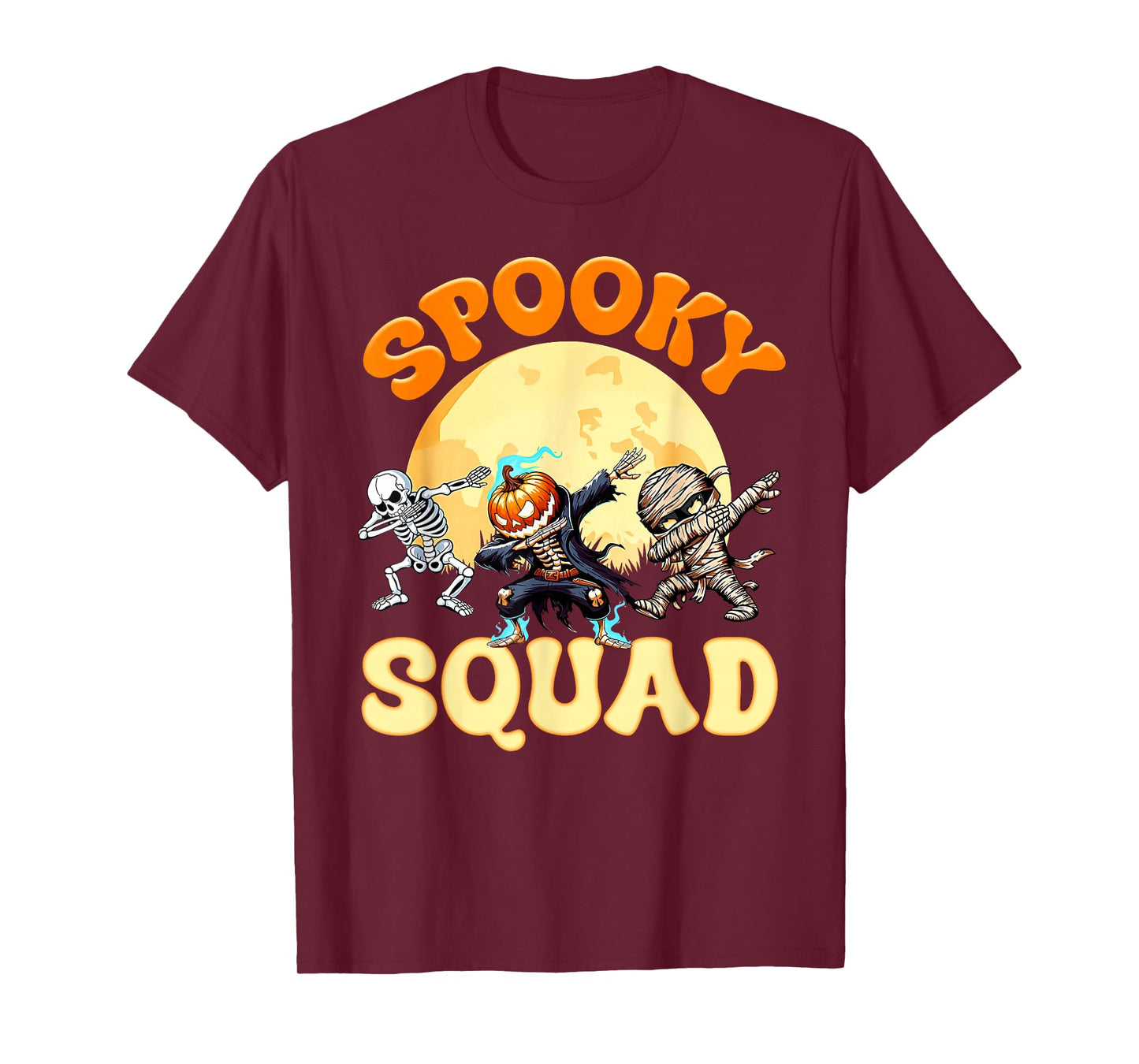 Spooky Squad Crew Halloween Dabbing Skeleton Monster Kids T-Shirt