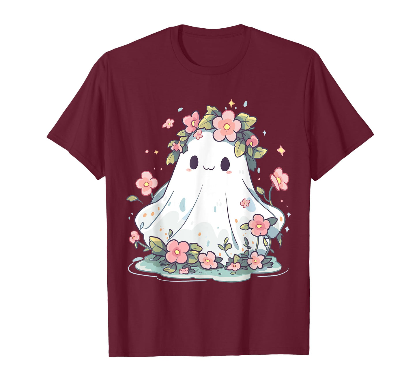Halloween Shirt Floral Ghost Women Halloween Costume T-Shirt