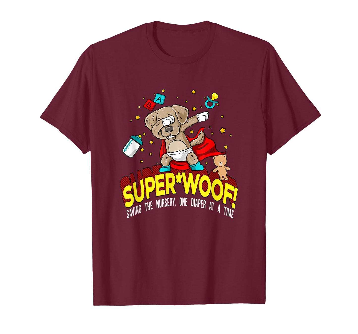SUPER WOOF Diaper Pup Superhero Parody T-Shirt