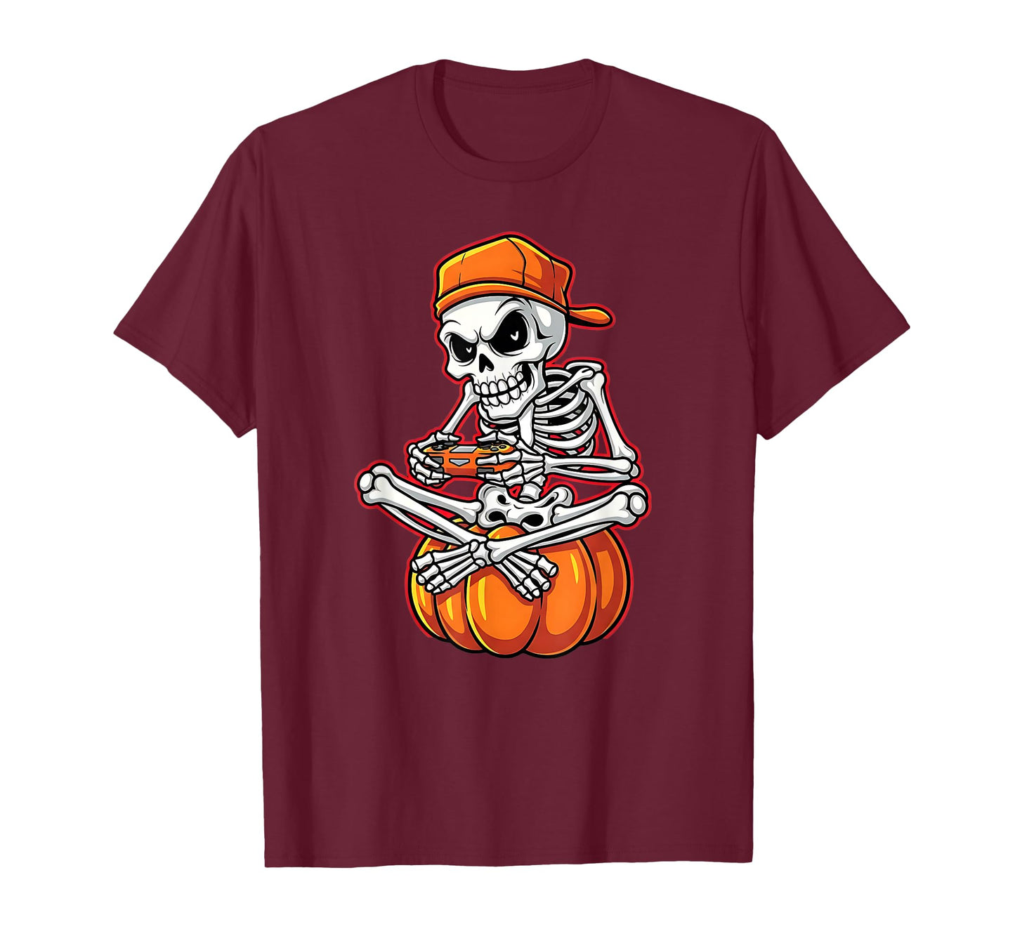 Halloween Skeleton Gamer Video Gaming Funny Skeleton T-Shirt