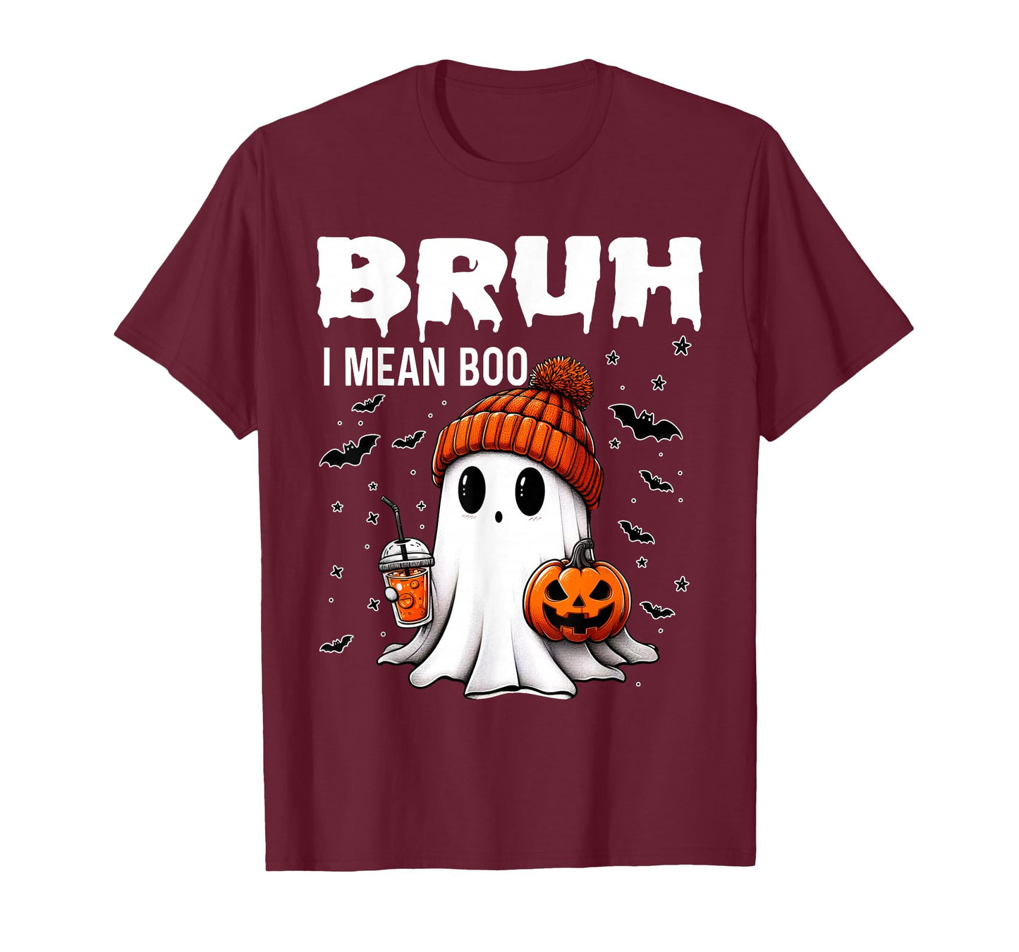 Halloween Bruh Ghost Boo Skull Pumpkin Boys Kids Men Women T-Shirt