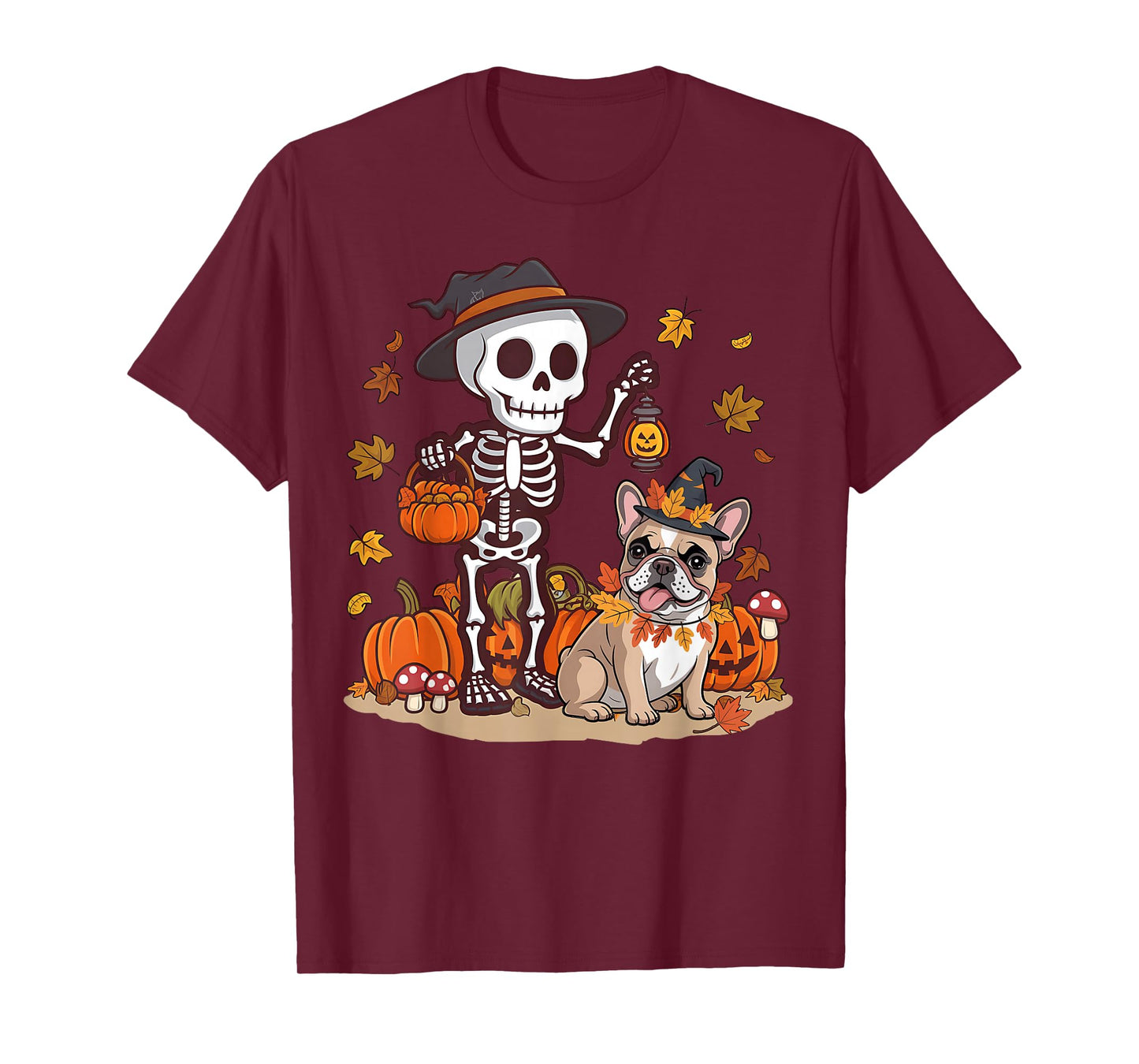 Funny French Bulldog Skeleton Spooky Dog Lover Halloween T-Shirt