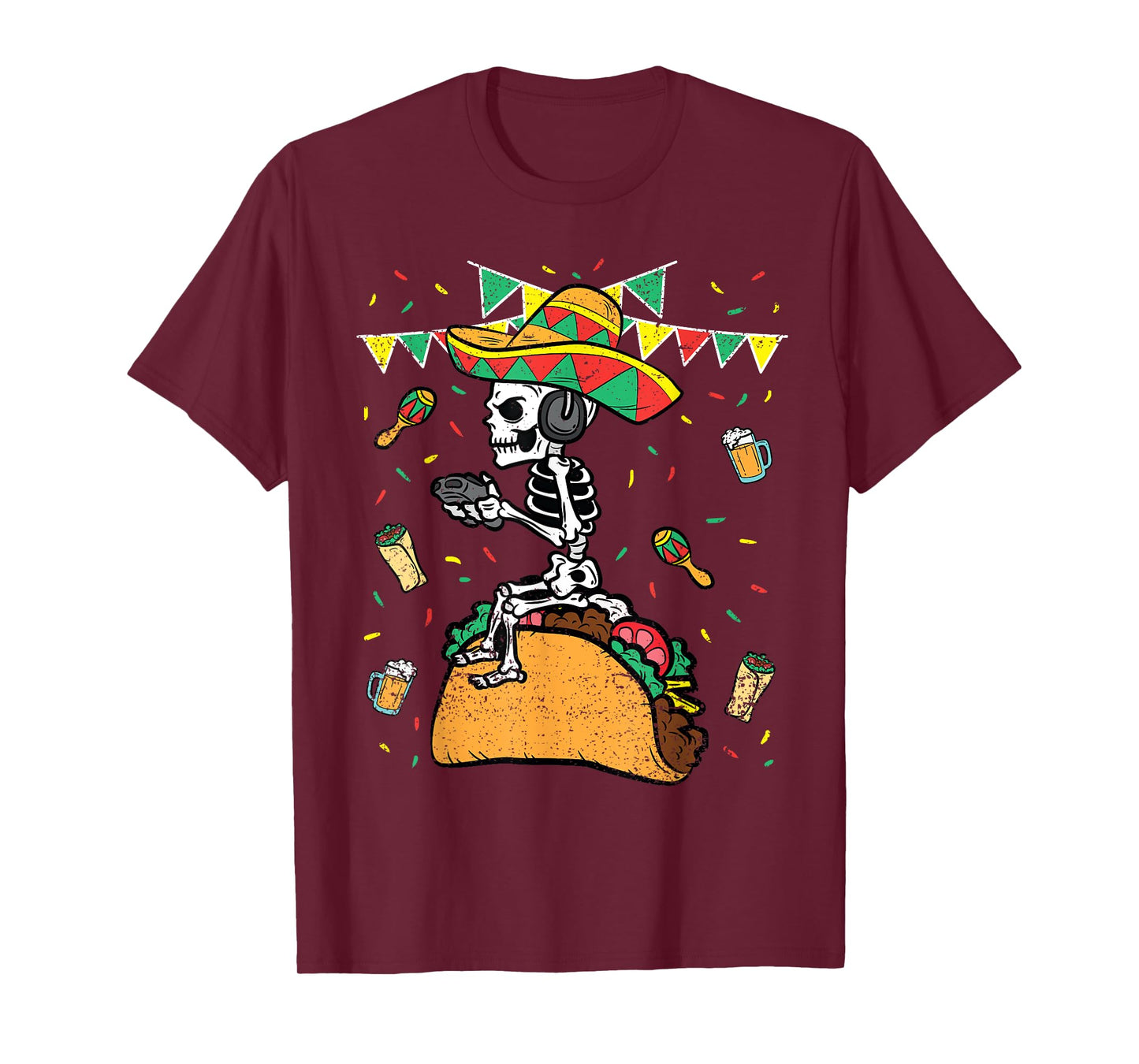 Skeleton Gamer Cinco De Mayo Gaming Taco Mexican Fiesta T-Shirt