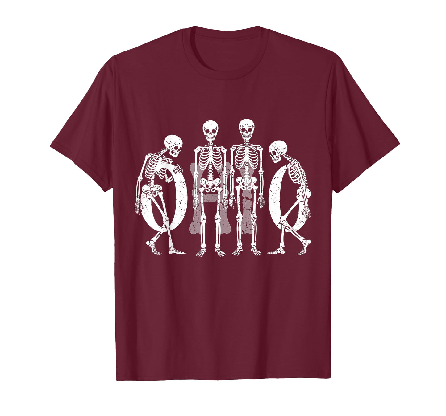 Funny O-H-I-O State Skeleton Ohio Halloween Vintage Tee T-Shirt