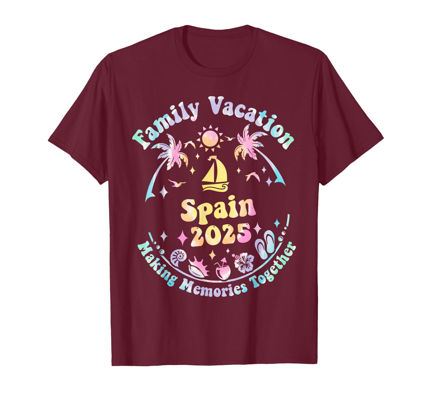 Family Vacation Spain 2025 Matching Summer Trip Groovy T-Shirt