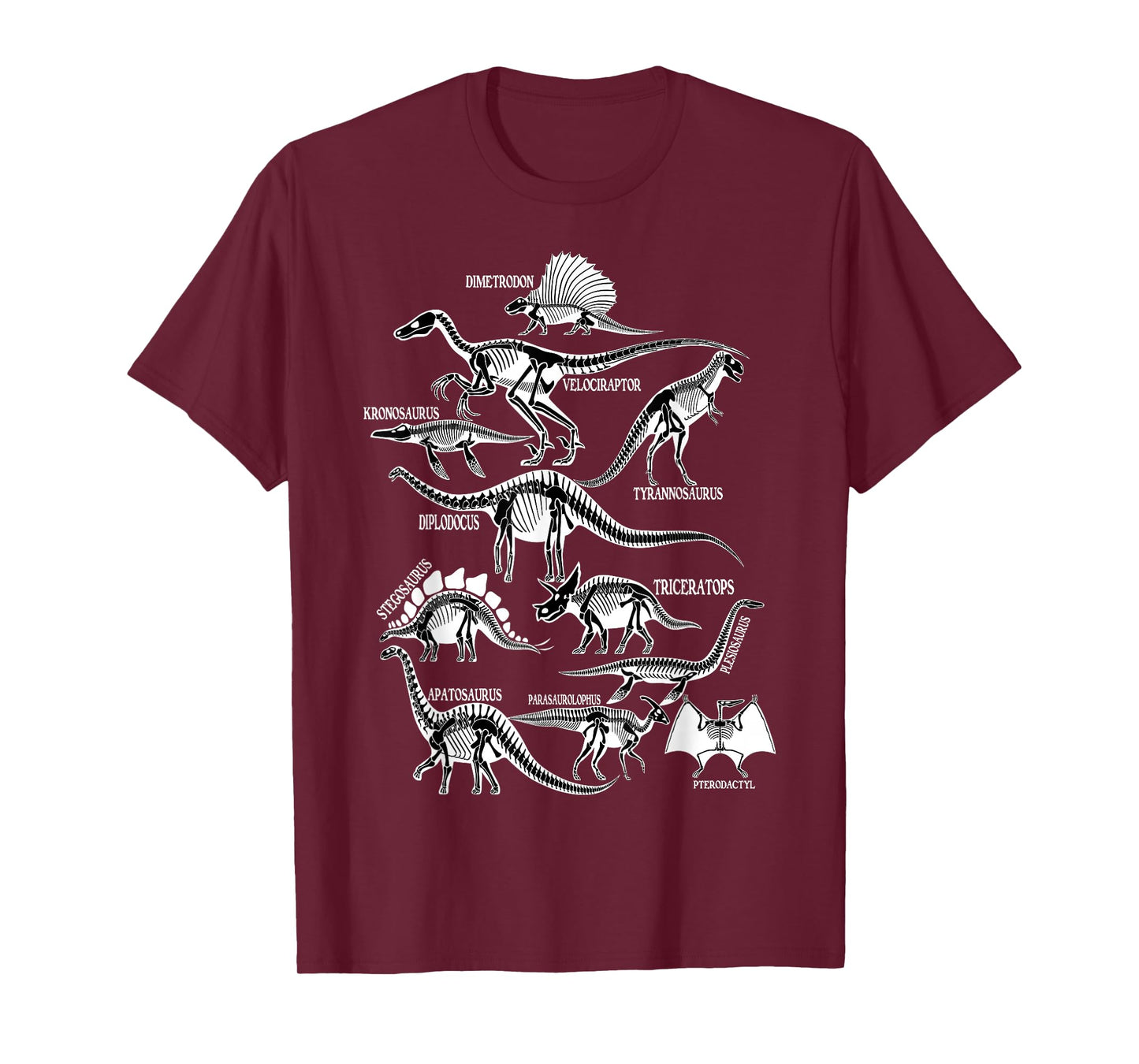 Types of Dinosaurs Skeleton Bones of Dinosaurs Paleontology T-Shirt