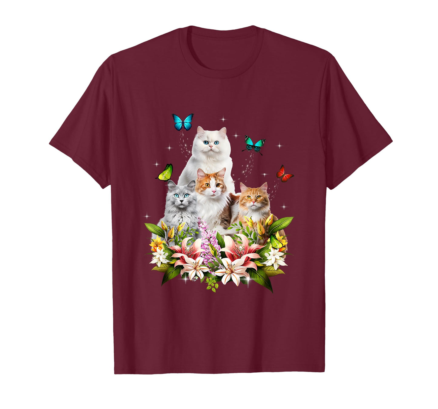 Kitten Lover Cute Cat Flower Butterfly Kitten Pet Animal T-Shirt