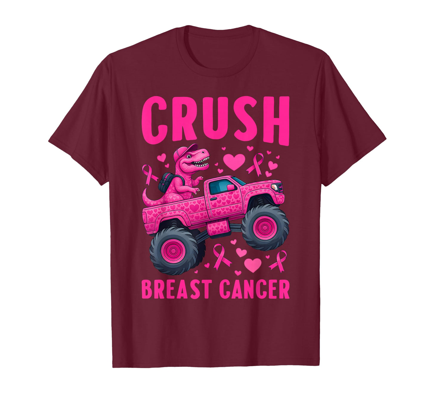 Crush Breast Cancer Awareness Monster Truck Toddler Boy Kids T-Shirt