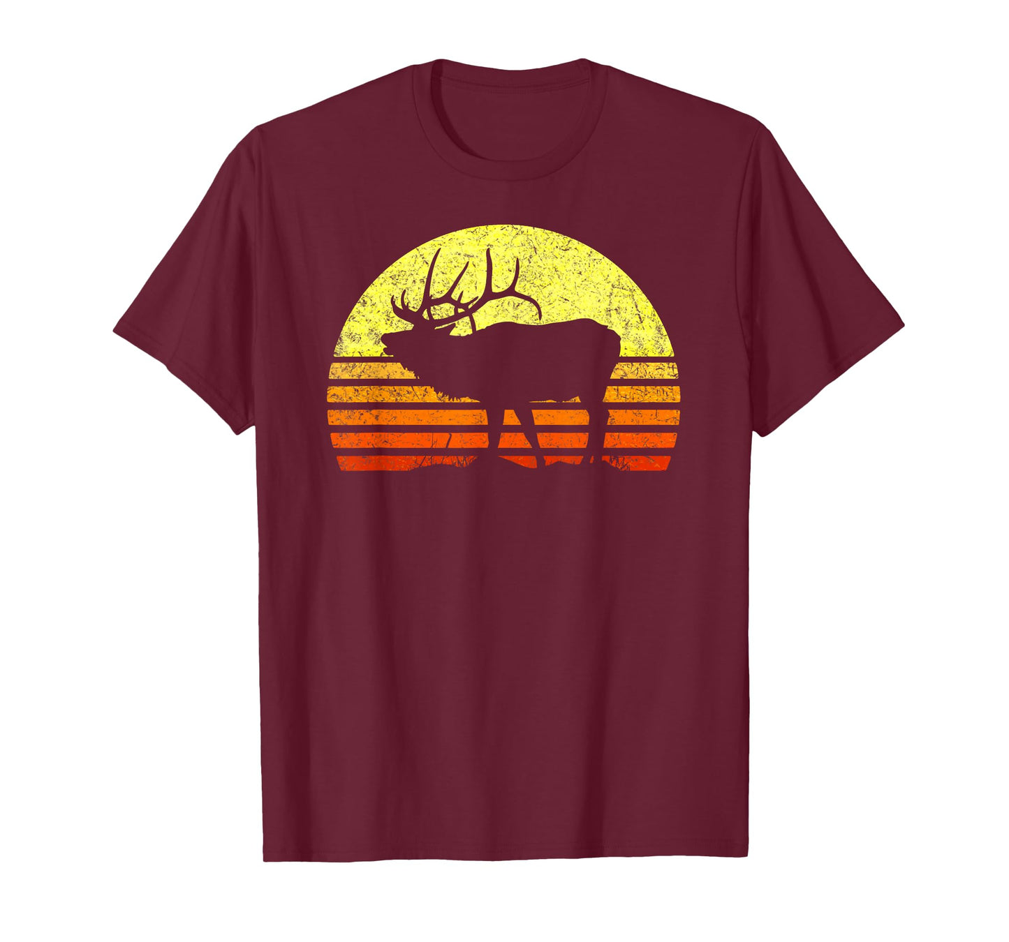 American Elk Hunter Dad Vintage Retro Sun Bow Hunting Gift T-Shirt