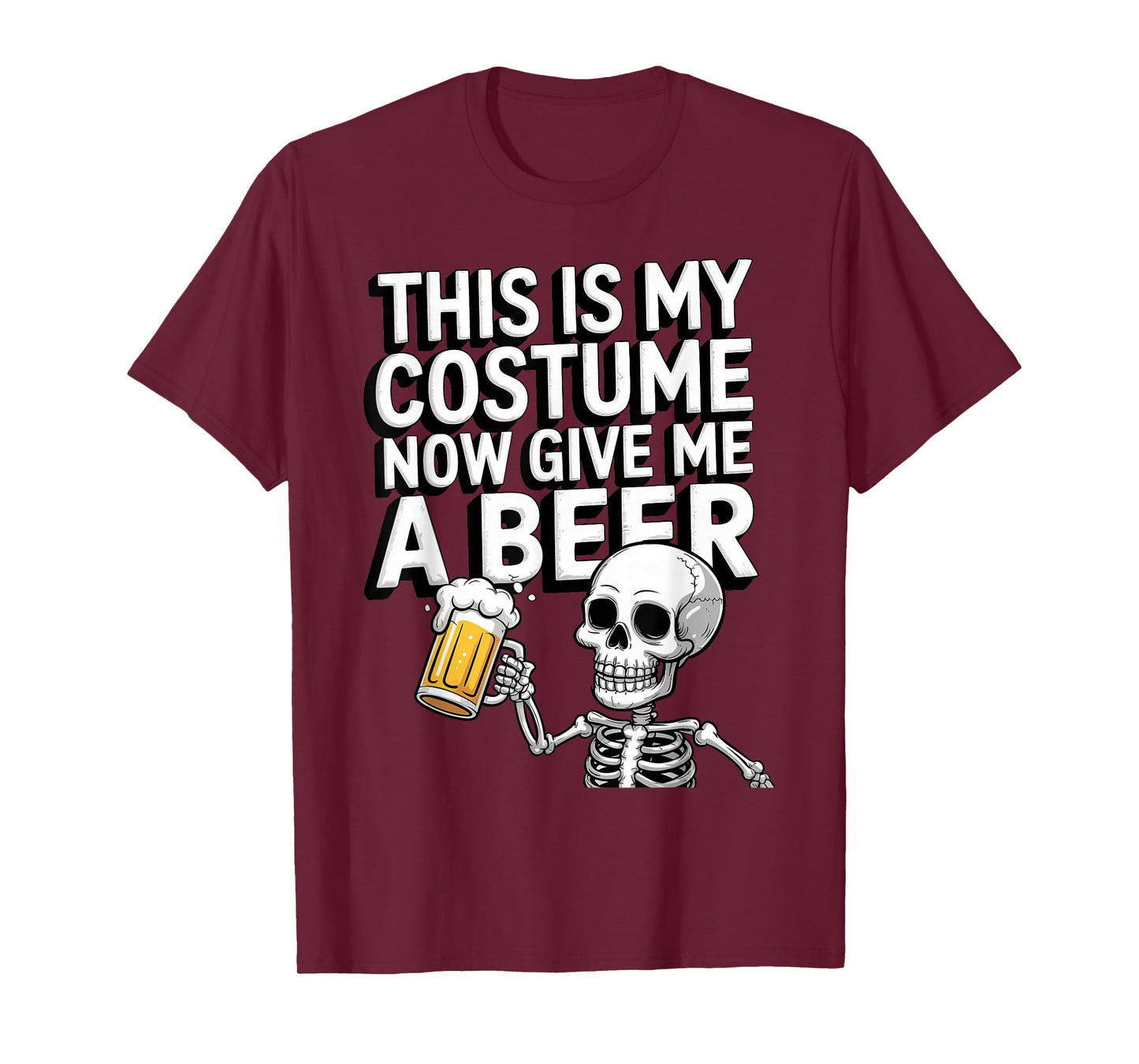 Funny Halloween Costume Beer Lovers Skeleton Drinking Beer T-Shirt
