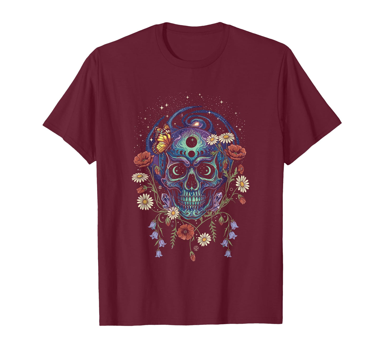 Spooky Galaxy Skeleton Skull Halloween Costume T-Shirt