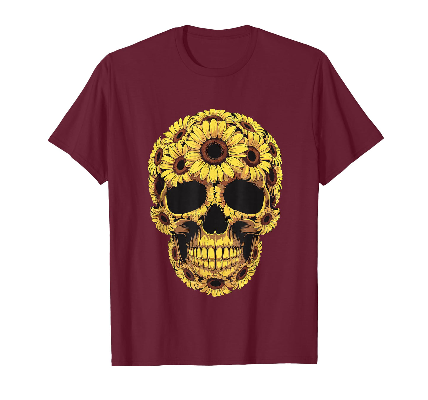 Skull Skeleton Sunflower Lazy Halloween Costume T-Shirt