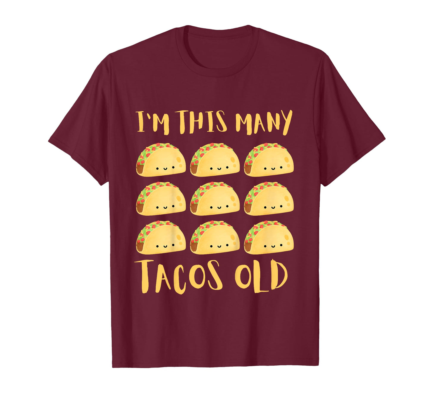 Kids I'm This Many Tacos Old - 9th Birthday 9 Years Old Bday T-Shirt