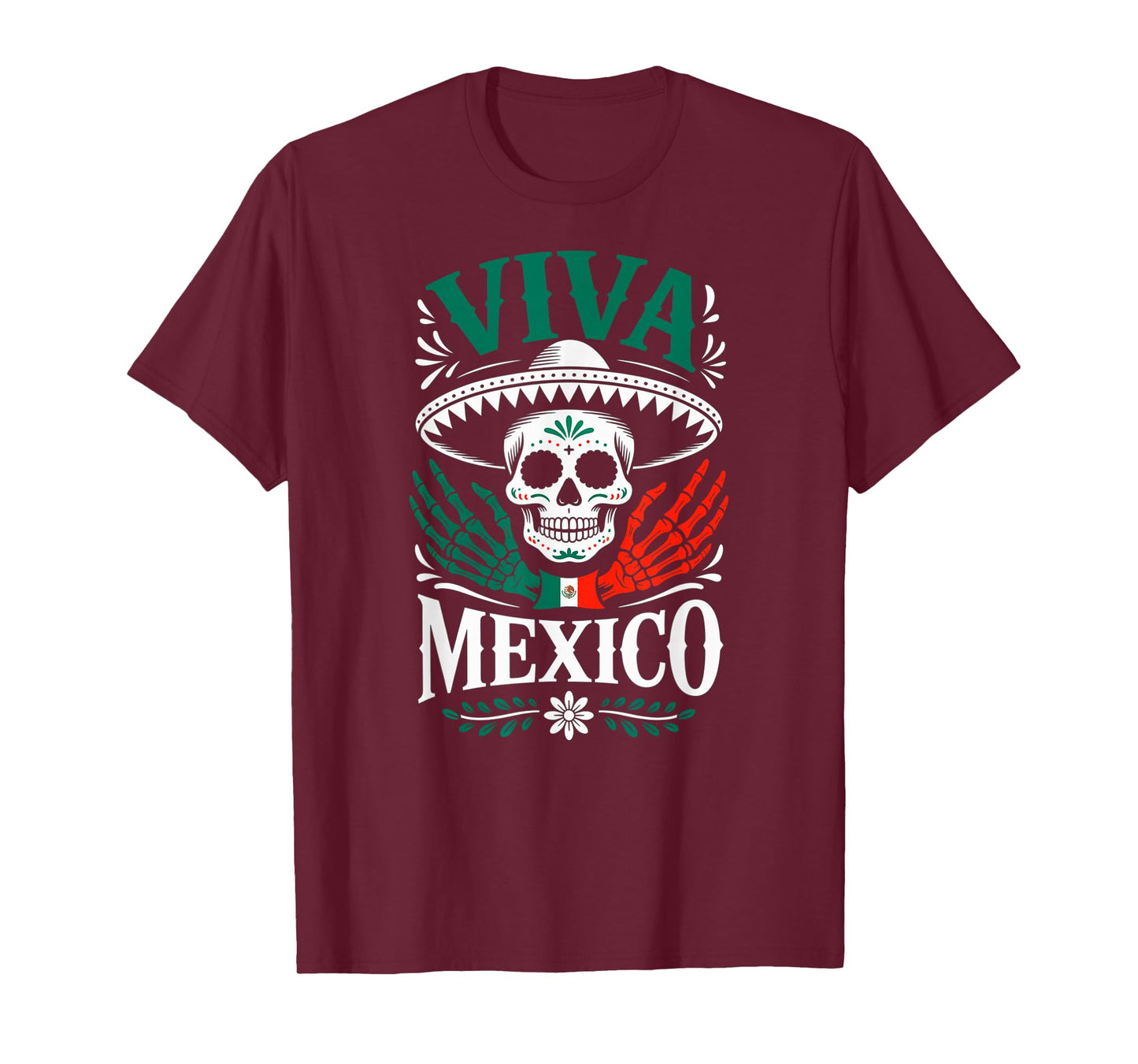 Skeleton Skull Mexican Sombrero Viva Mexico Independence Day T-Shirt